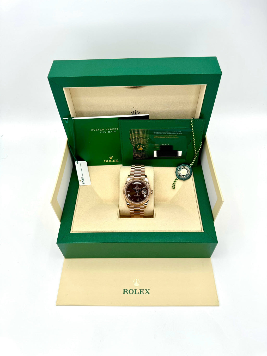 2024 Rolex Day-Date 40mm 228235 Rose Gold Chocolate Dial