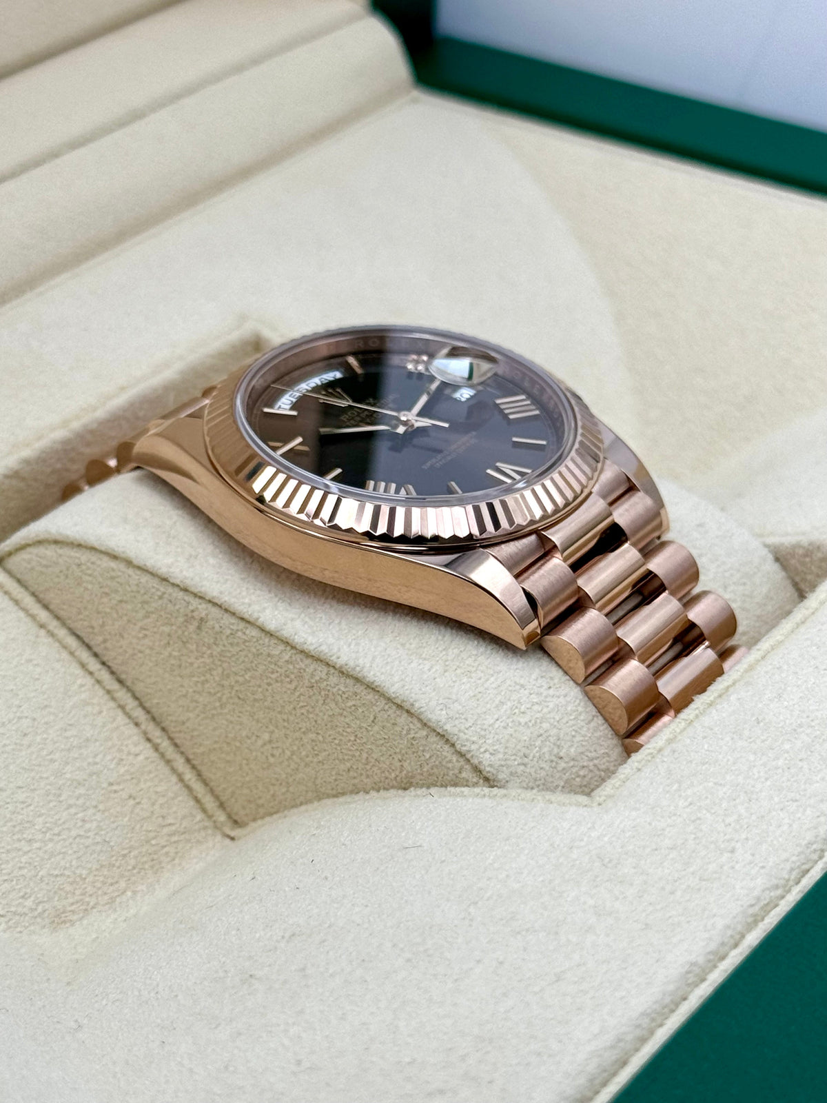 2024 Rolex Day-Date 40mm 228235 Rose Gold Chocolate Dial