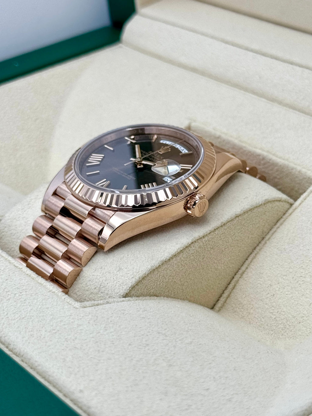2024 Rolex Day-Date 40mm 228235 Rose Gold Chocolate Dial