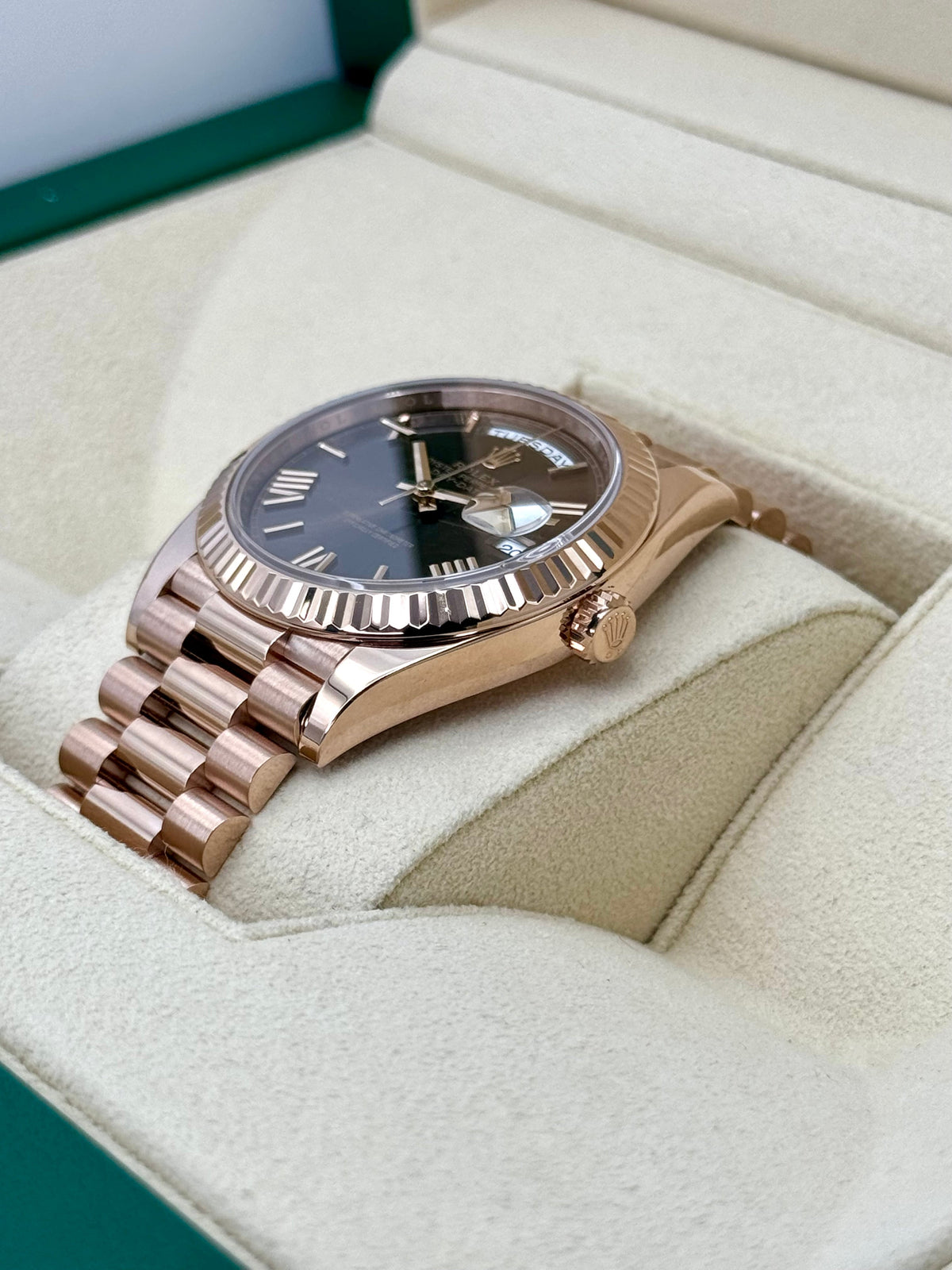 2024 Rolex Day-Date 40mm 228235 Rose Gold Chocolate Dial