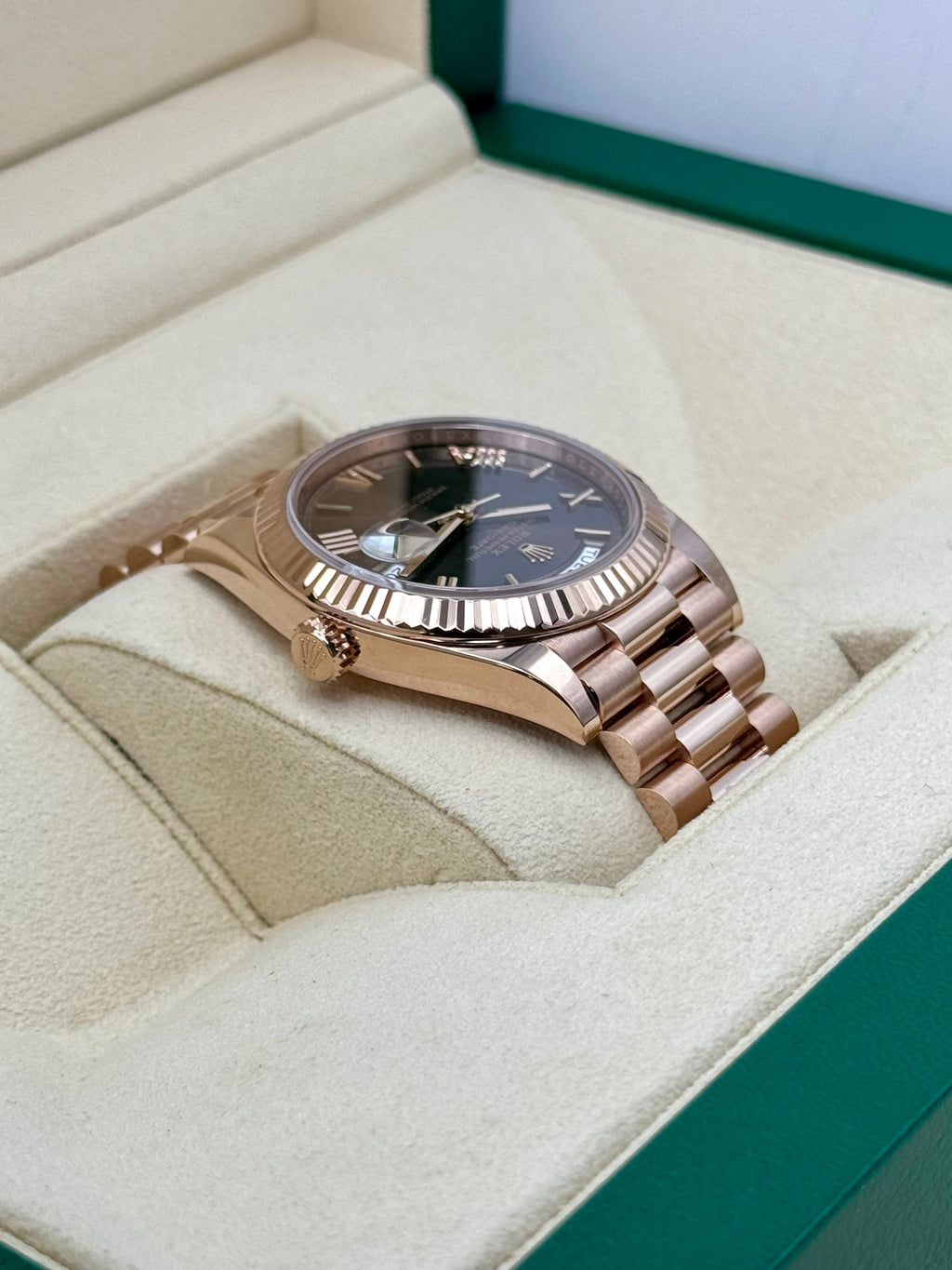 2024 Rolex Day-Date 40mm 228235 Rose Gold Chocolate Dial