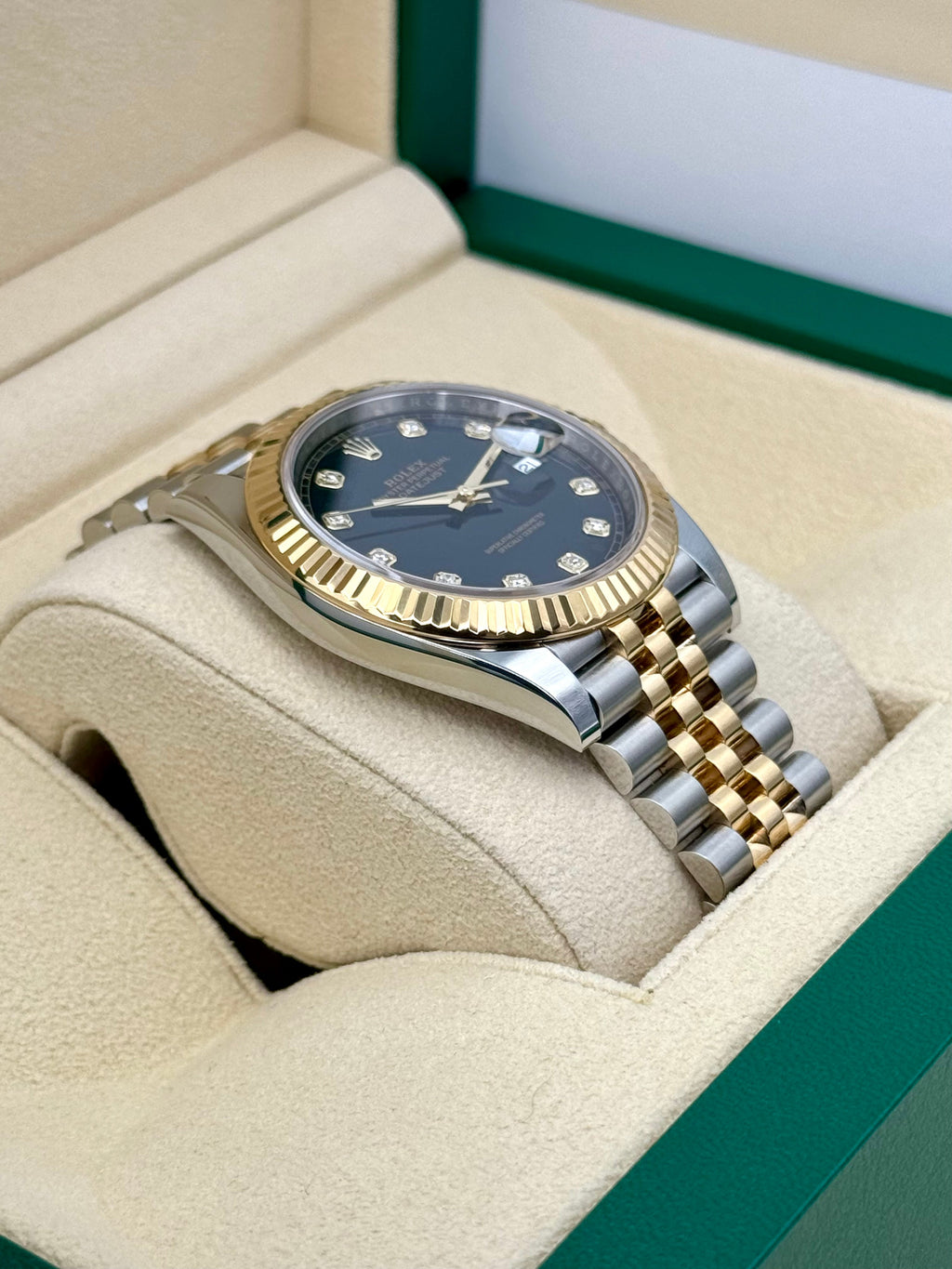 2023 Rolex Datejust 41mm 126333 Two-Tone Jubilee Black Diamond Dial