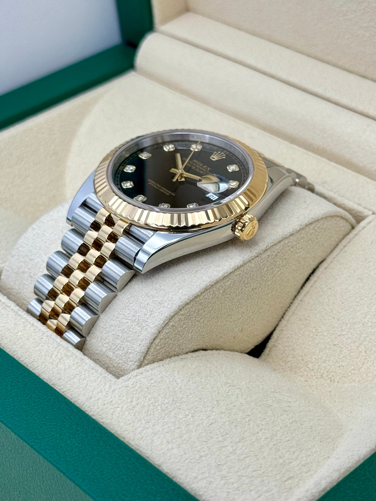 2023 Rolex Datejust 41mm 126333 Two-Tone Jubilee Black Diamond Dial