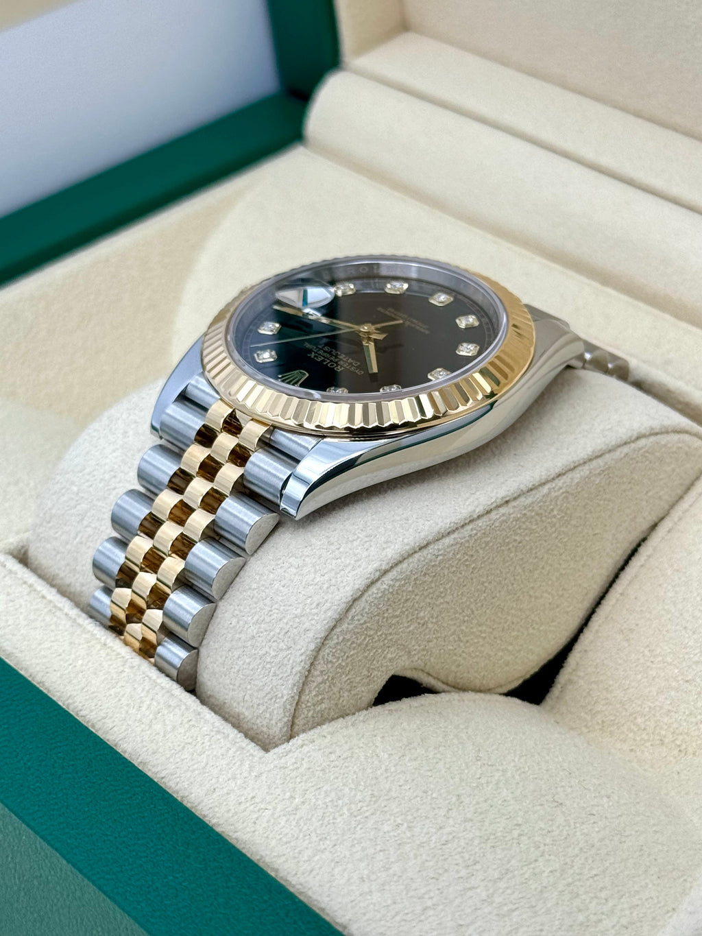 2023 Rolex Datejust 41mm 126333 Two-Tone Jubilee Black Diamond Dial