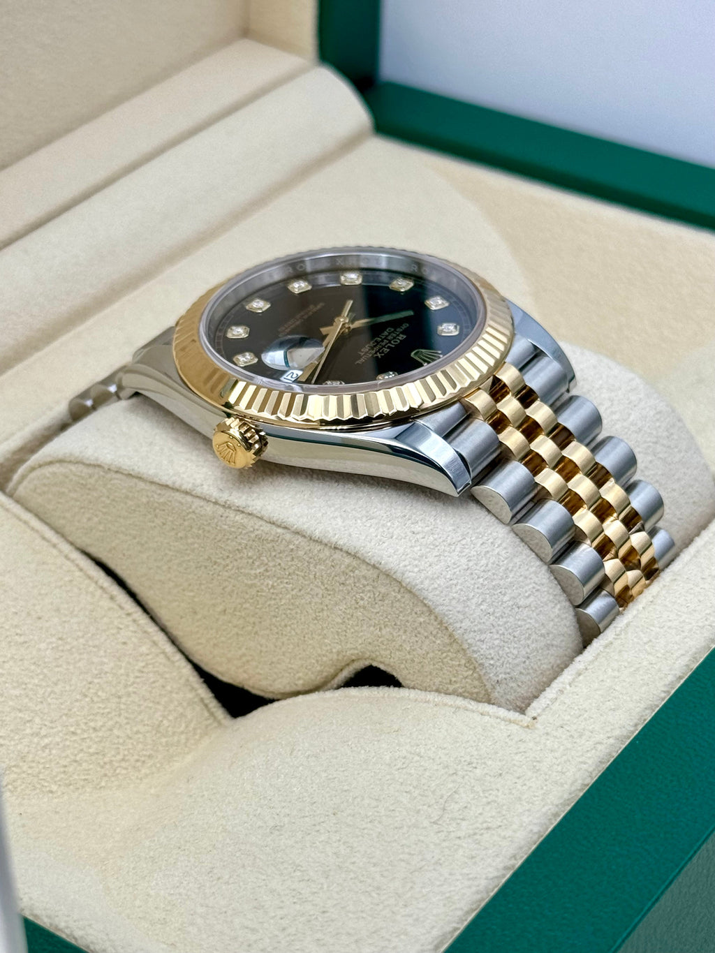 2023 Rolex Datejust 41mm 126333 Two-Tone Jubilee Black Diamond Dial