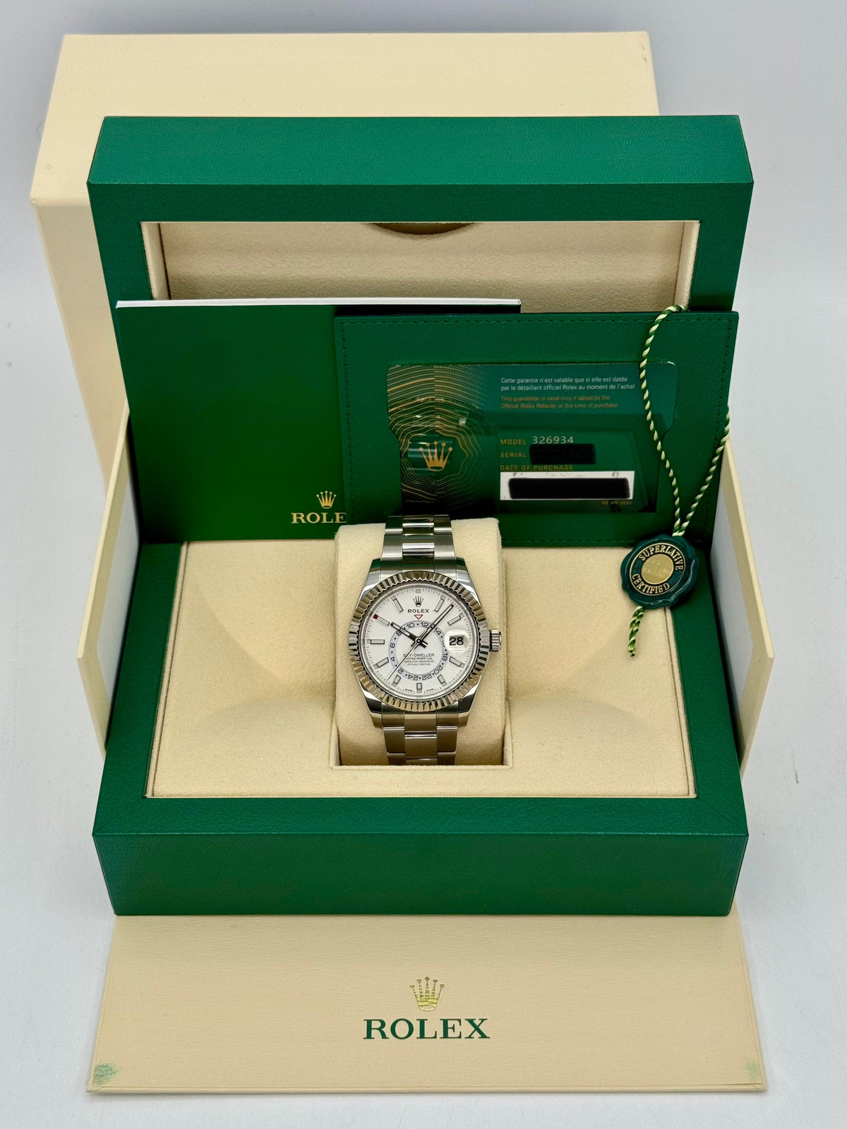 2023 Rolex Sky-Dweller 42mm 326934 Stainless Steel Oyster White Dial