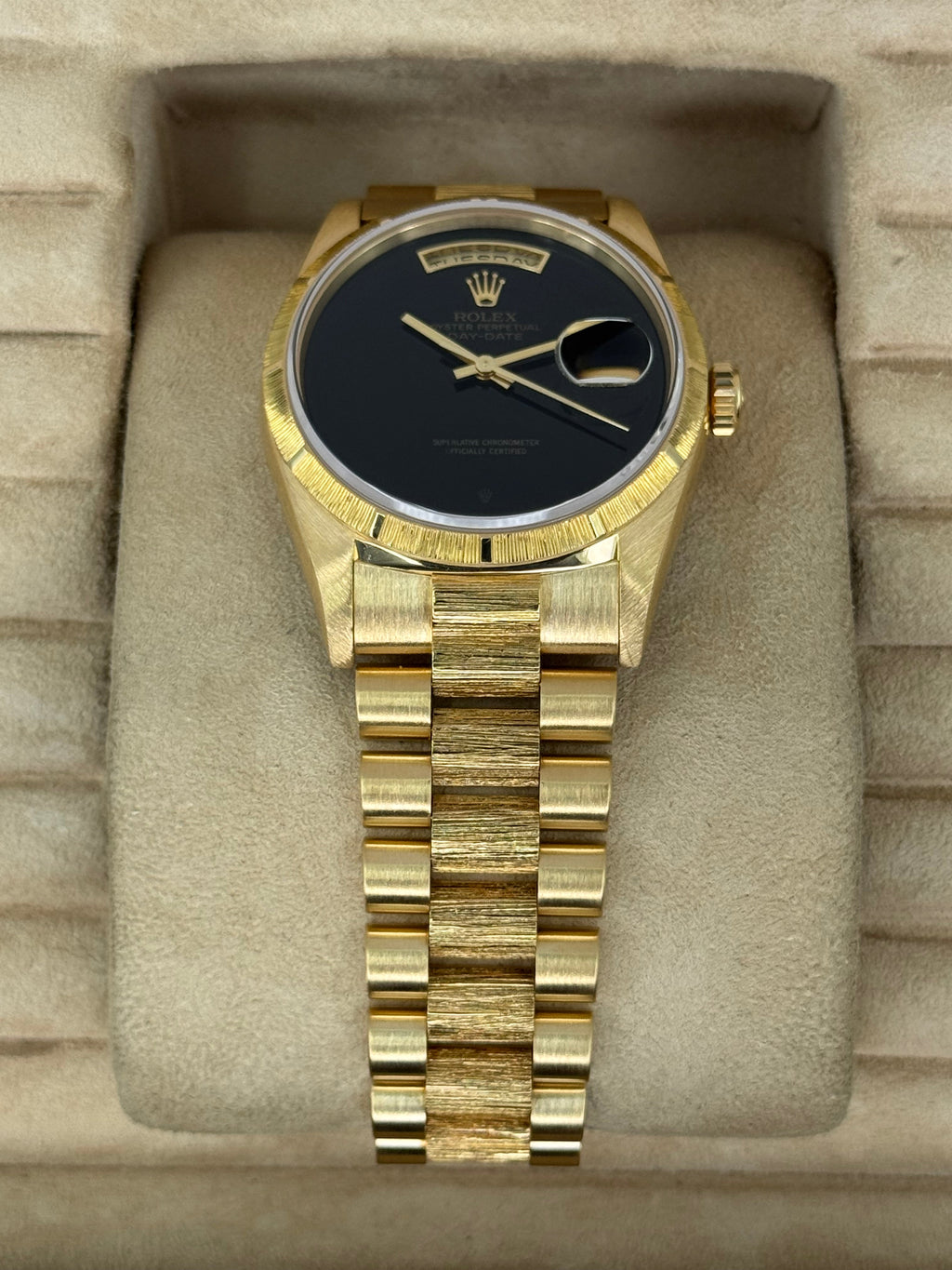 1998 Rolex Day-Date 36mm 18248 Presidential Black Onyx Dial (FRESH ROLEX SERVICE)