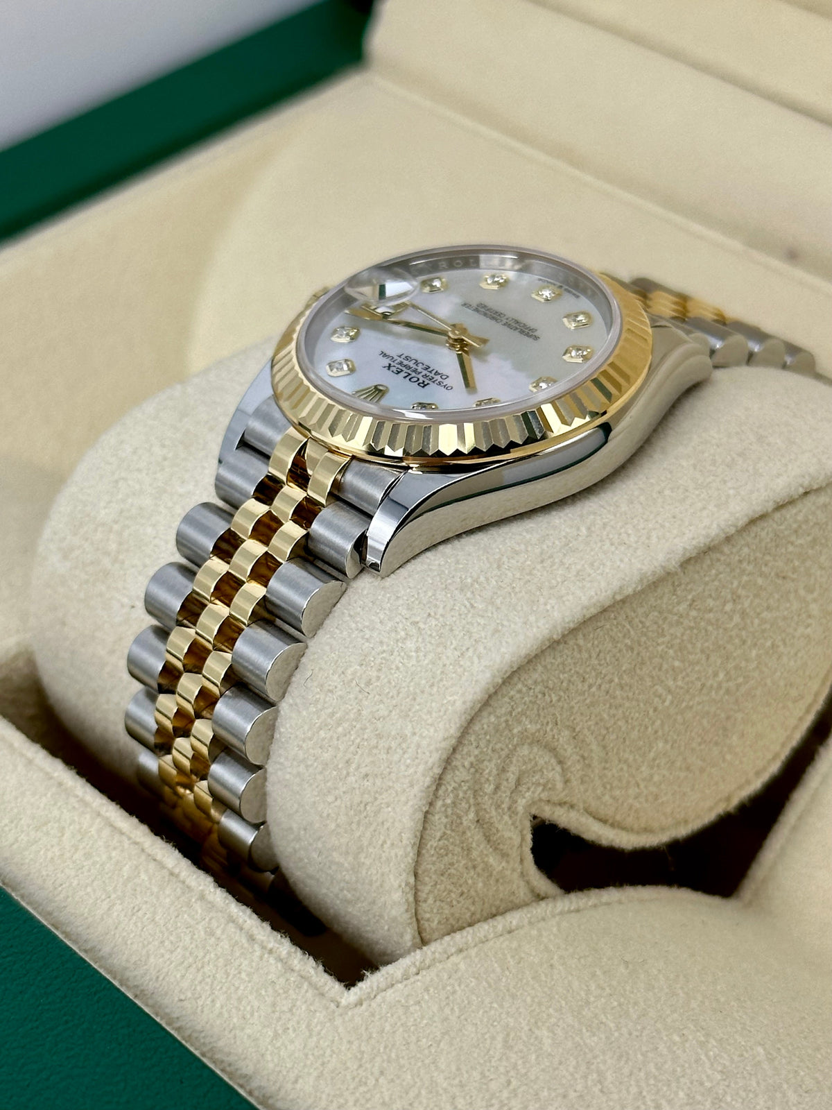 2023 Roles Datejust 31mm Two-Tone Jubilee Mother of Pearl Diamond Dial