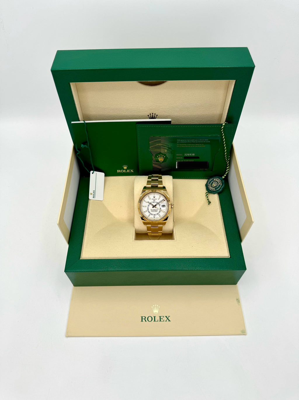 2022 Rolex Sky-Dweller 42mm 326938 18K Yellow Gold Oyster White Dial