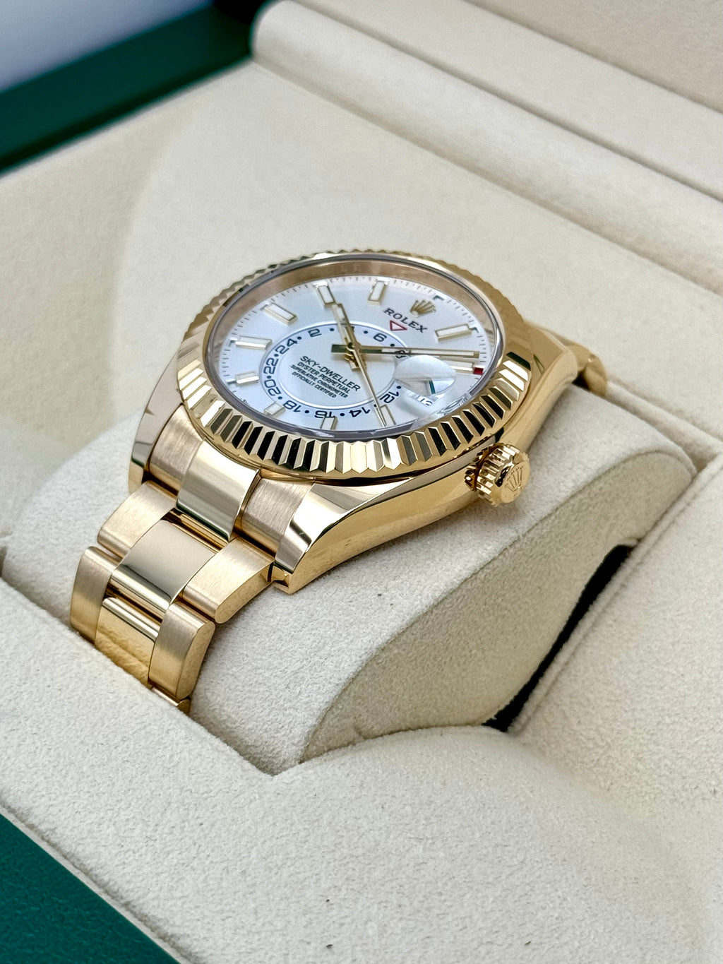 2022 Rolex Sky-Dweller 42mm 326938 18K Yellow Gold Oyster White Dial