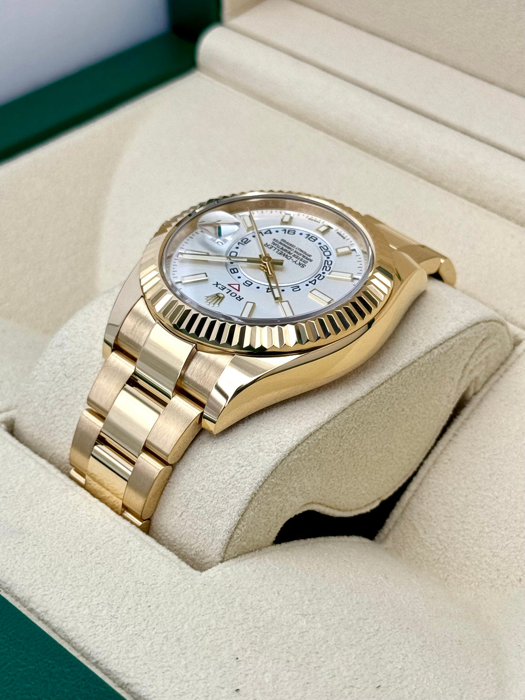 2022 Rolex Sky-Dweller 42mm 326938 18K Yellow Gold Oyster White Dial