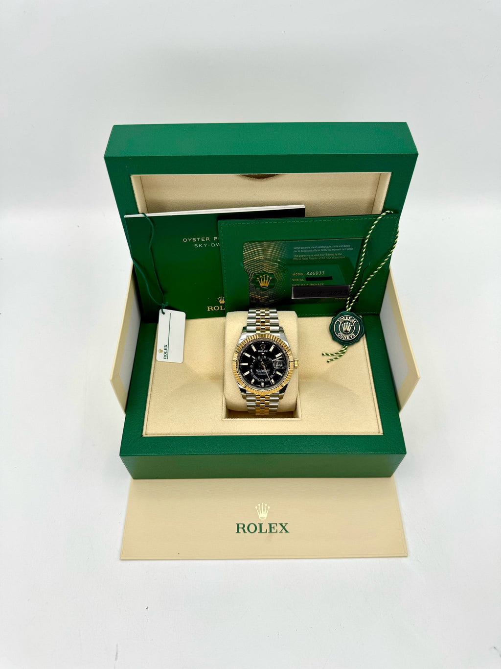 2023 Rolex Sky-Dweller 42mm 326933 Two-Tone Jubilee Black Dial