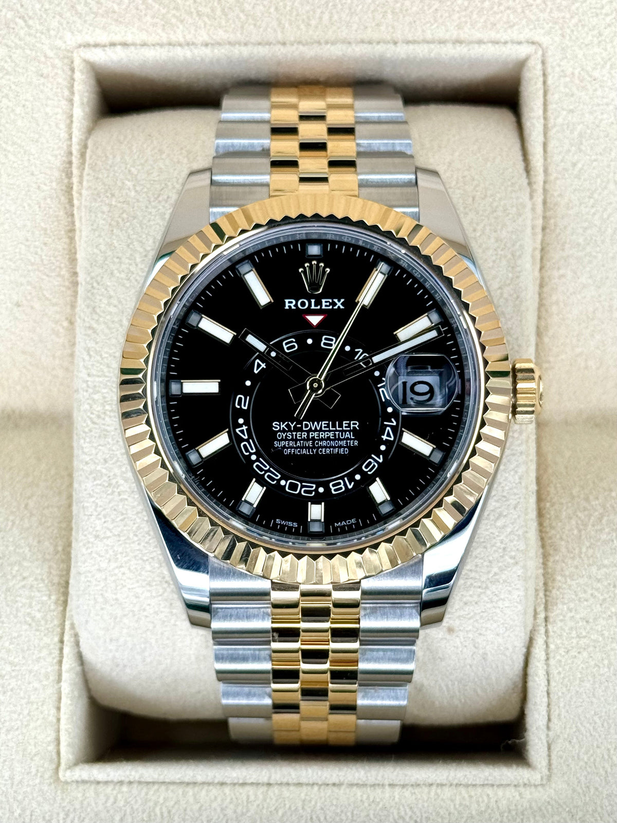 2023 Rolex Sky-Dweller 42mm 326933 Two-Tone Jubilee Black Dial