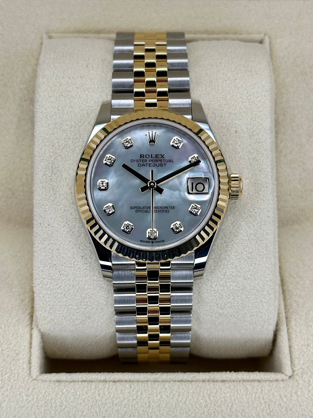 NEW 2023 Rolex Datejust 31mm 278273 Two-Tone Jubilee MOP Diamond Dial