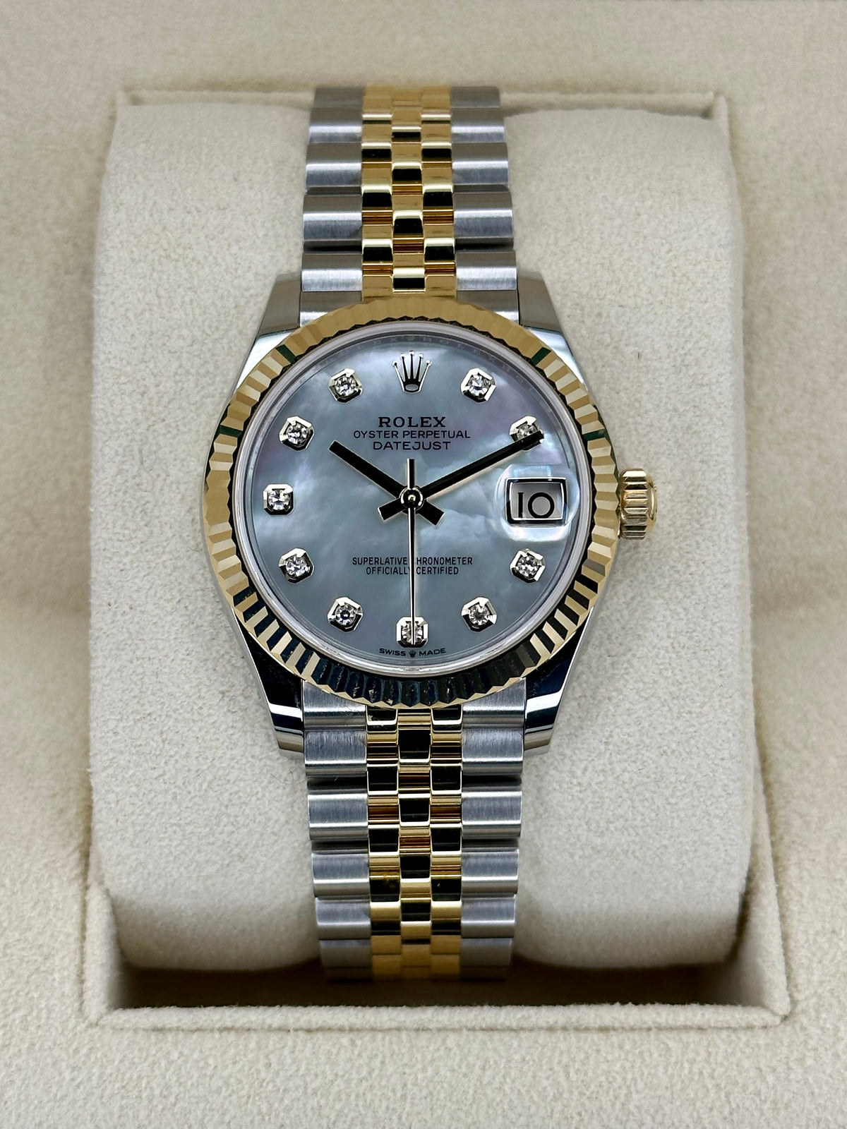 NEW 2023 Rolex Datejust 31mm 278273 Two-Tone Jubilee MOP Diamond Dial