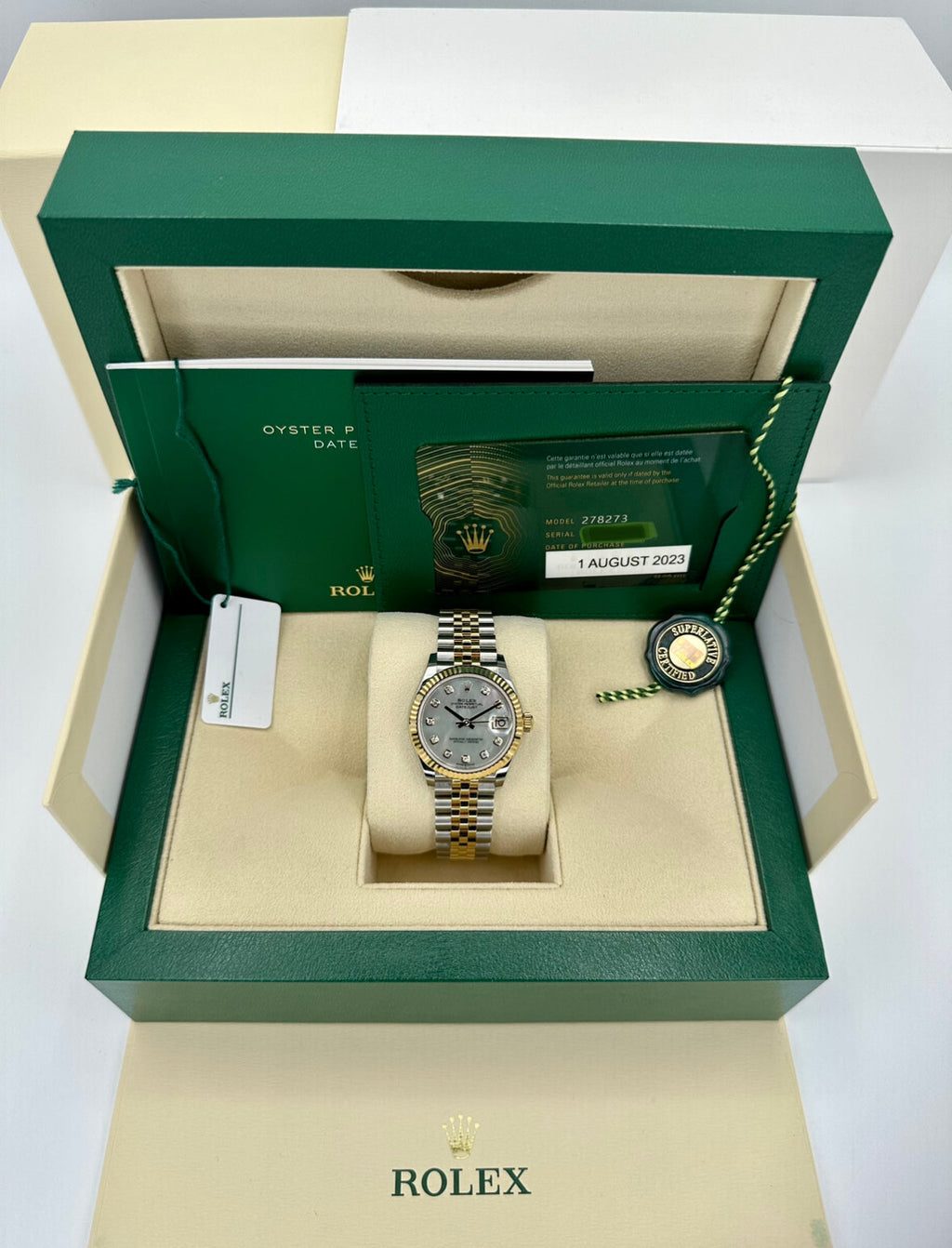 NEW 2023 Rolex Datejust 31mm 278273 Two-Tone Jubilee MOP Diamond Dial