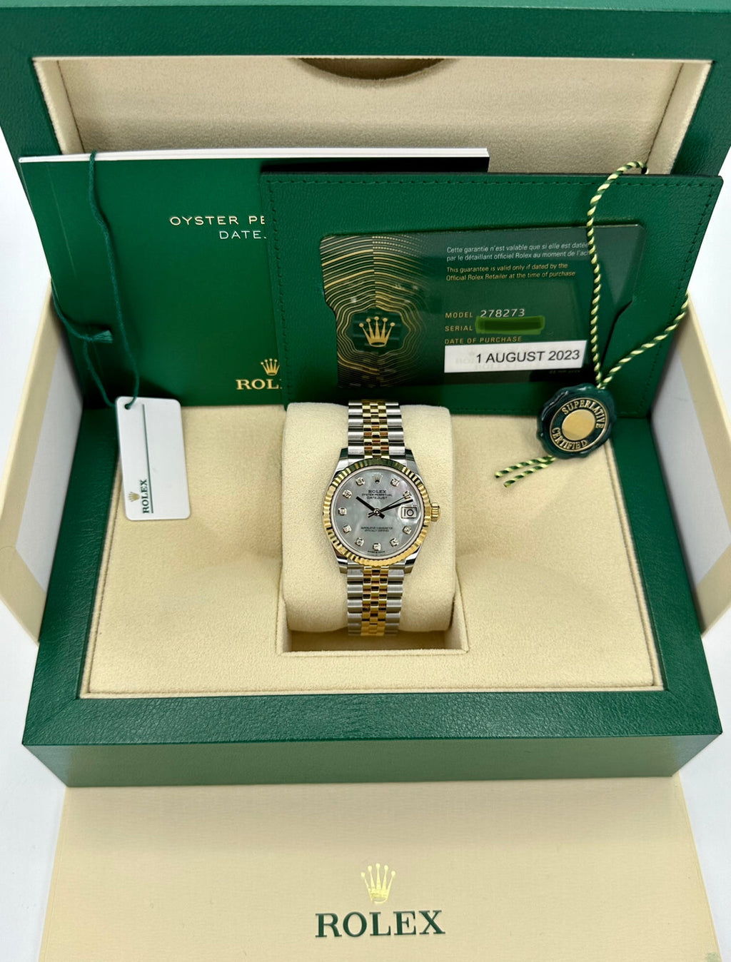 NEW 2023 Rolex Datejust 31mm 278273 Two-Tone Jubilee MOP Diamond Dial