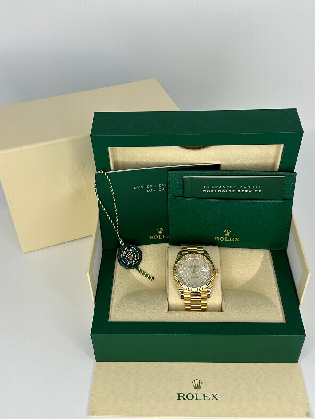Rolex Day-Date 40mm 228238 Presidential Silver Motif Dial
