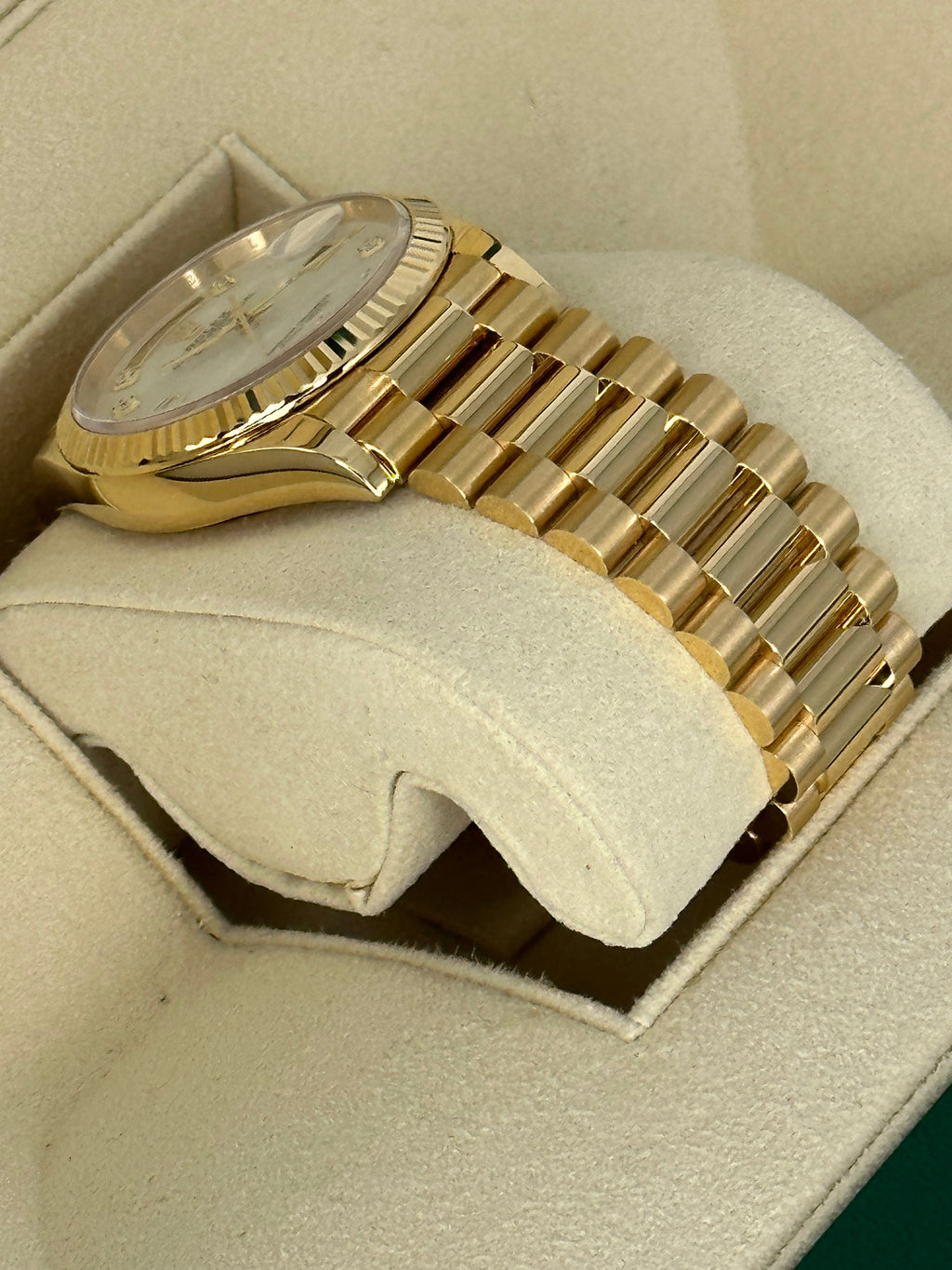 2021 Rolex Day-Date 36mm 128238 Mother of Pearl Diamond Dial