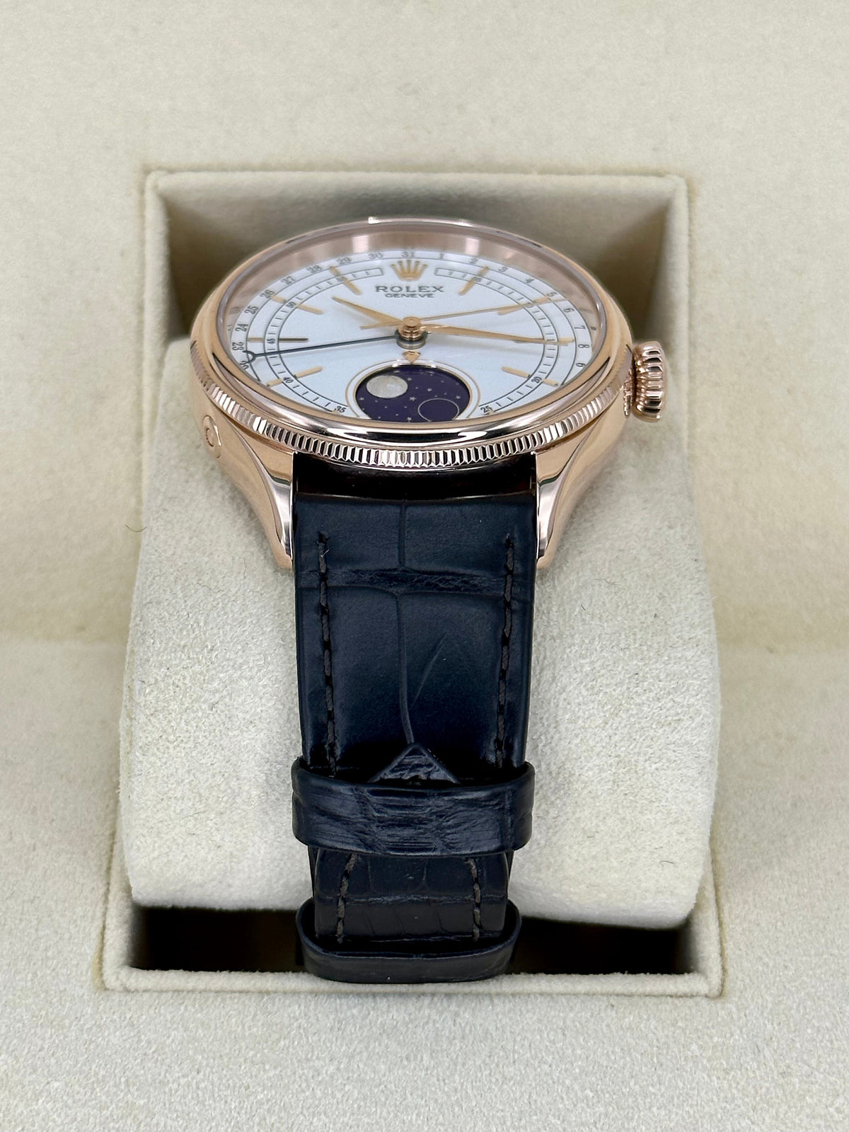 2022 Rolex Cellini Moonphase 39mm 50535 Rose Gold White Dial