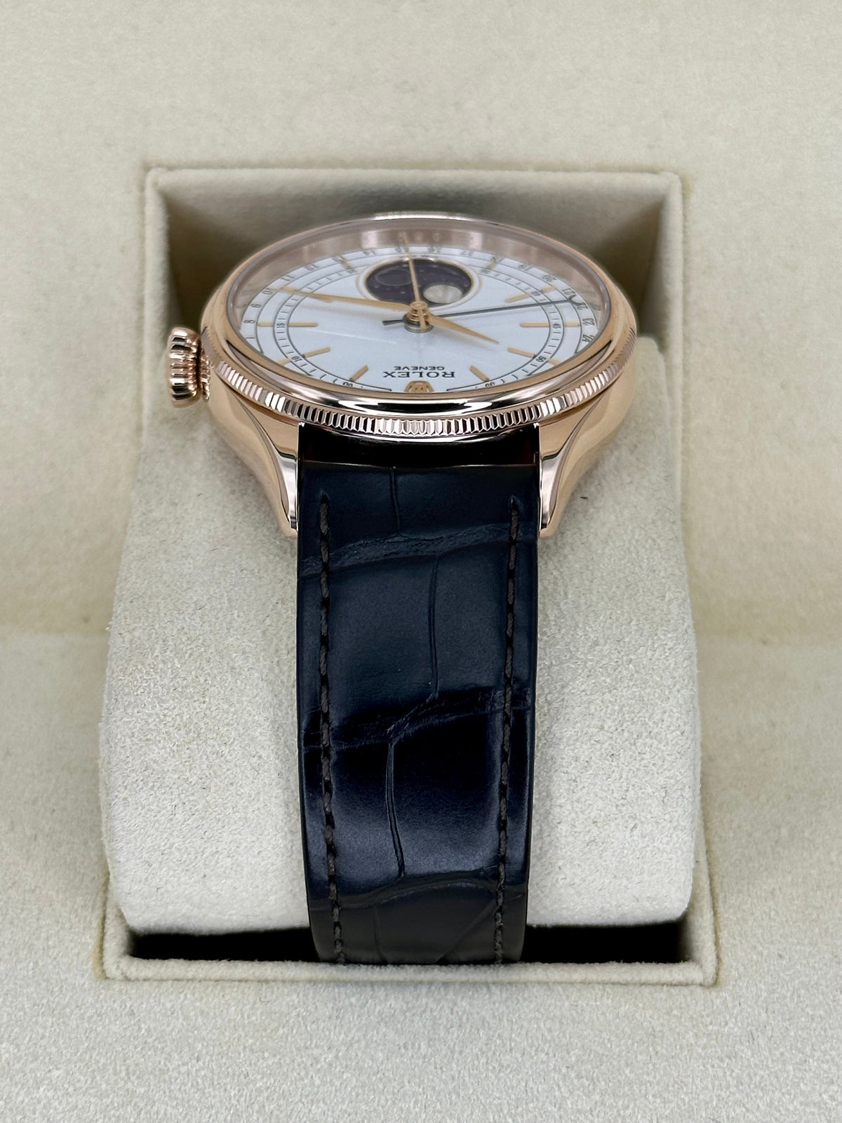 2022 Rolex Cellini Moonphase 39mm 50535 Rose Gold White Dial