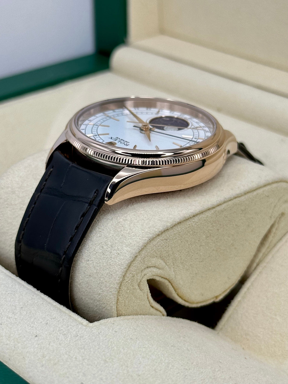 2022 Rolex Cellini Moonphase 39mm 50535 Rose Gold White Dial