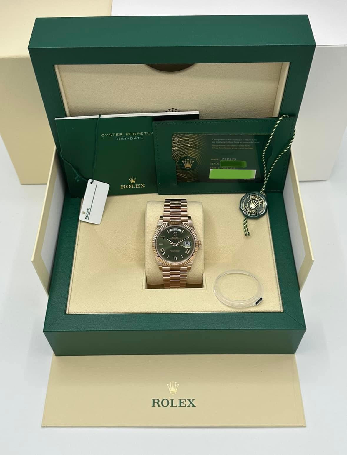 NEW 2023 Rolex Day-Date 40mm 228235 Presidential Rose Gold Olive Dial