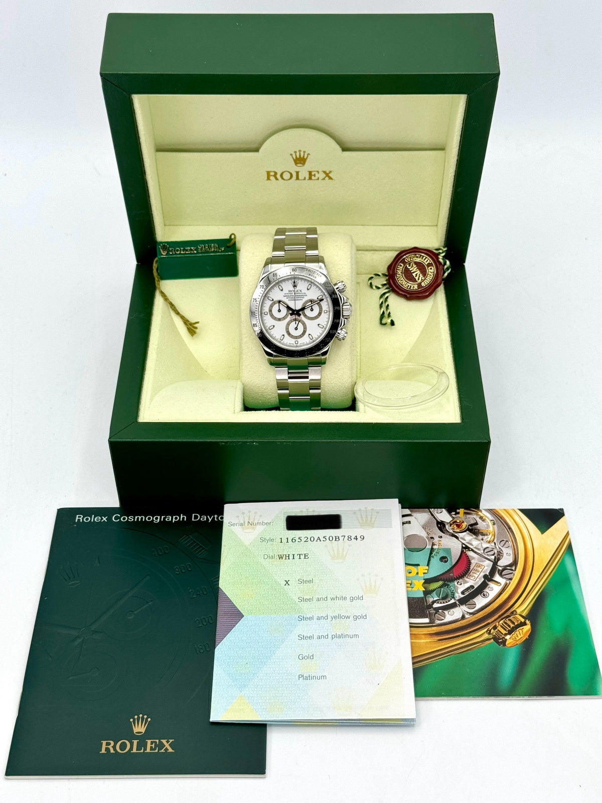 2005 Rolex Daytona 40mm 116520 Stainless Steel White Dial