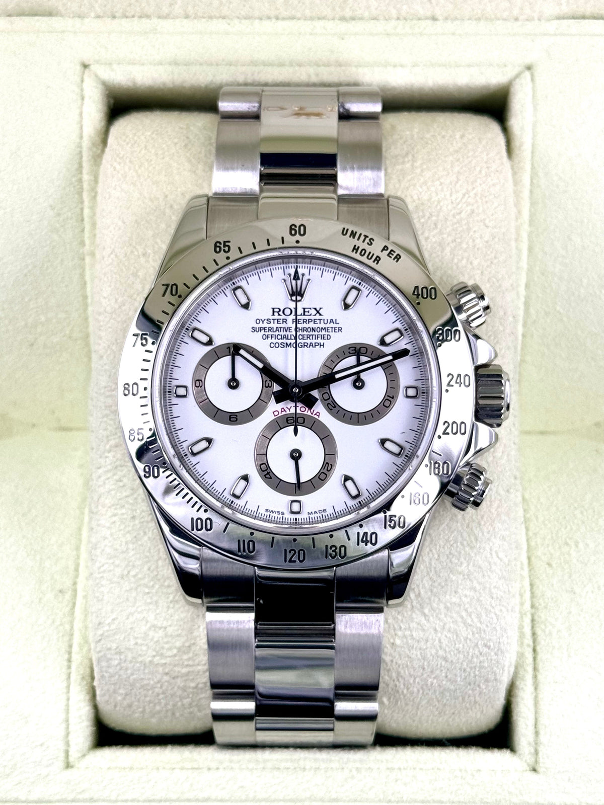 2005 Rolex Daytona 40mm 116520 Stainless Steel White Dial
