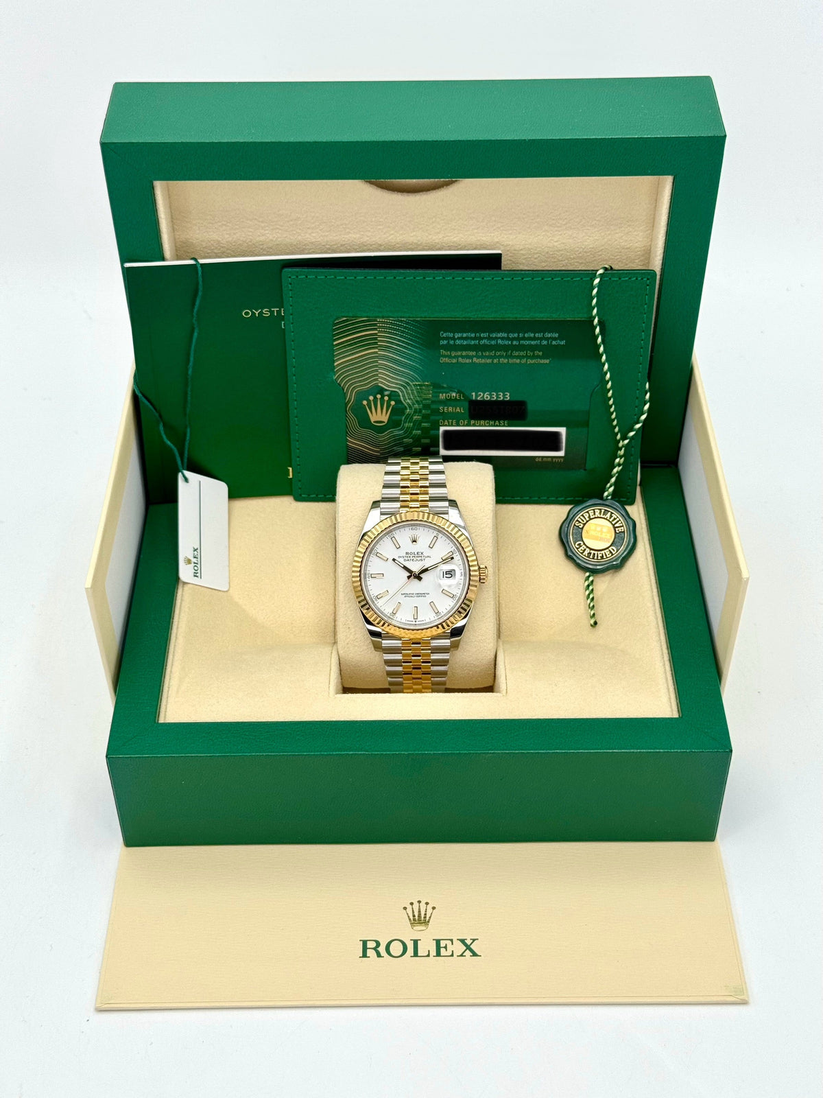 2023 Rolex Datejust 41mm 126333 Two-Tone Jubilee White Dial