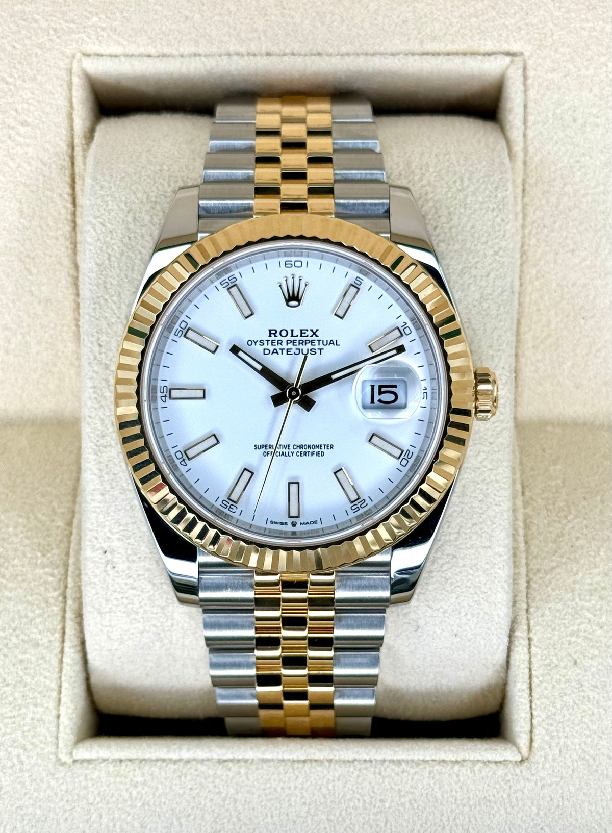 2023 Rolex Datejust 41mm 126333 Two-Tone Jubilee White Dial