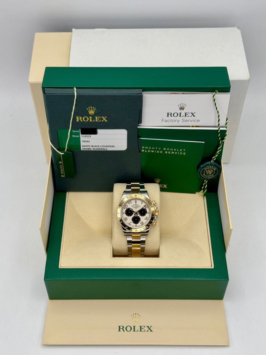 2016 Rolex Daytona 40mm 116523 White Panda Arabic Racing Dial