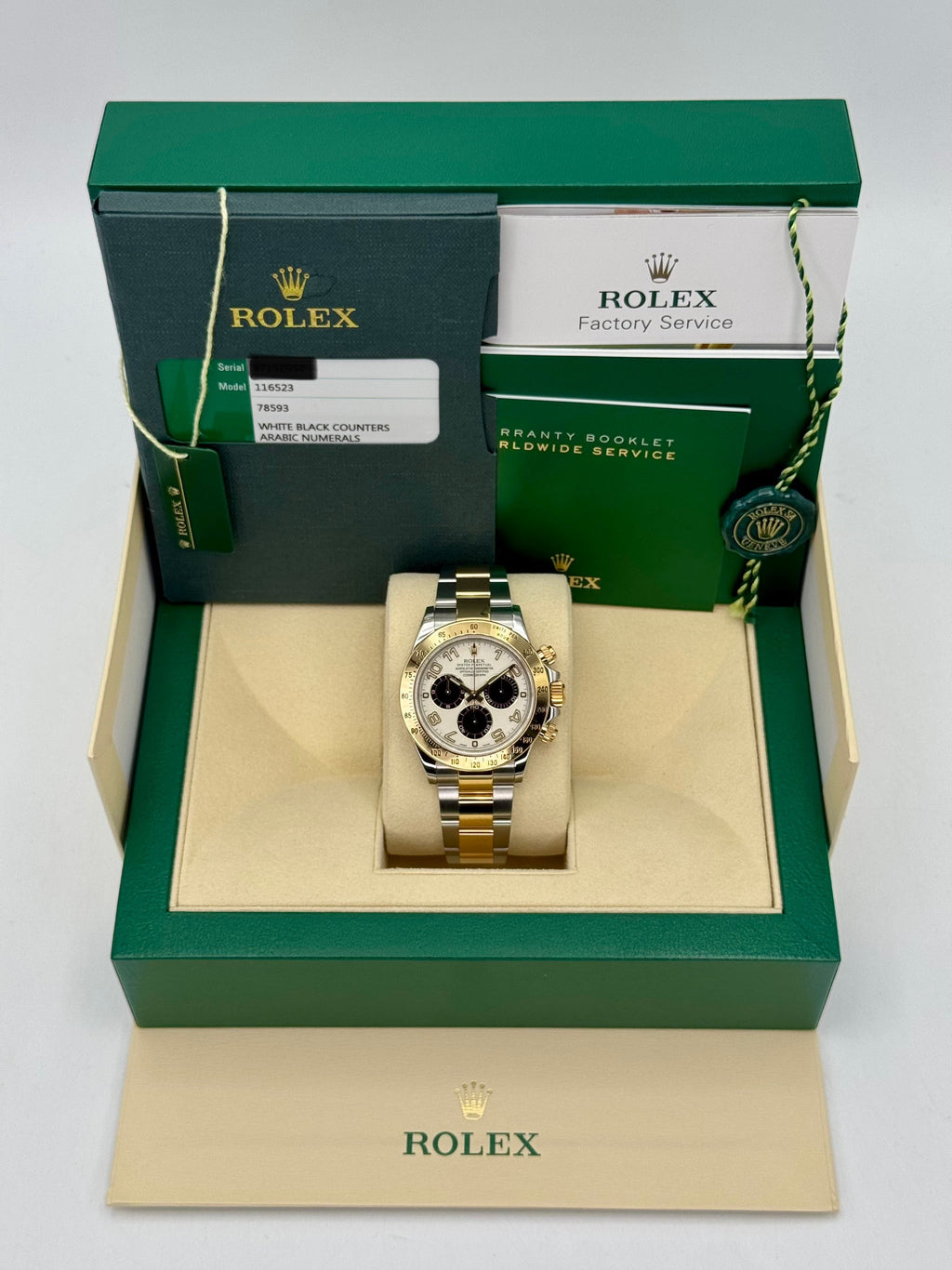 2016 Rolex Daytona 40mm 116523 White Panda Arabic Racing Dial