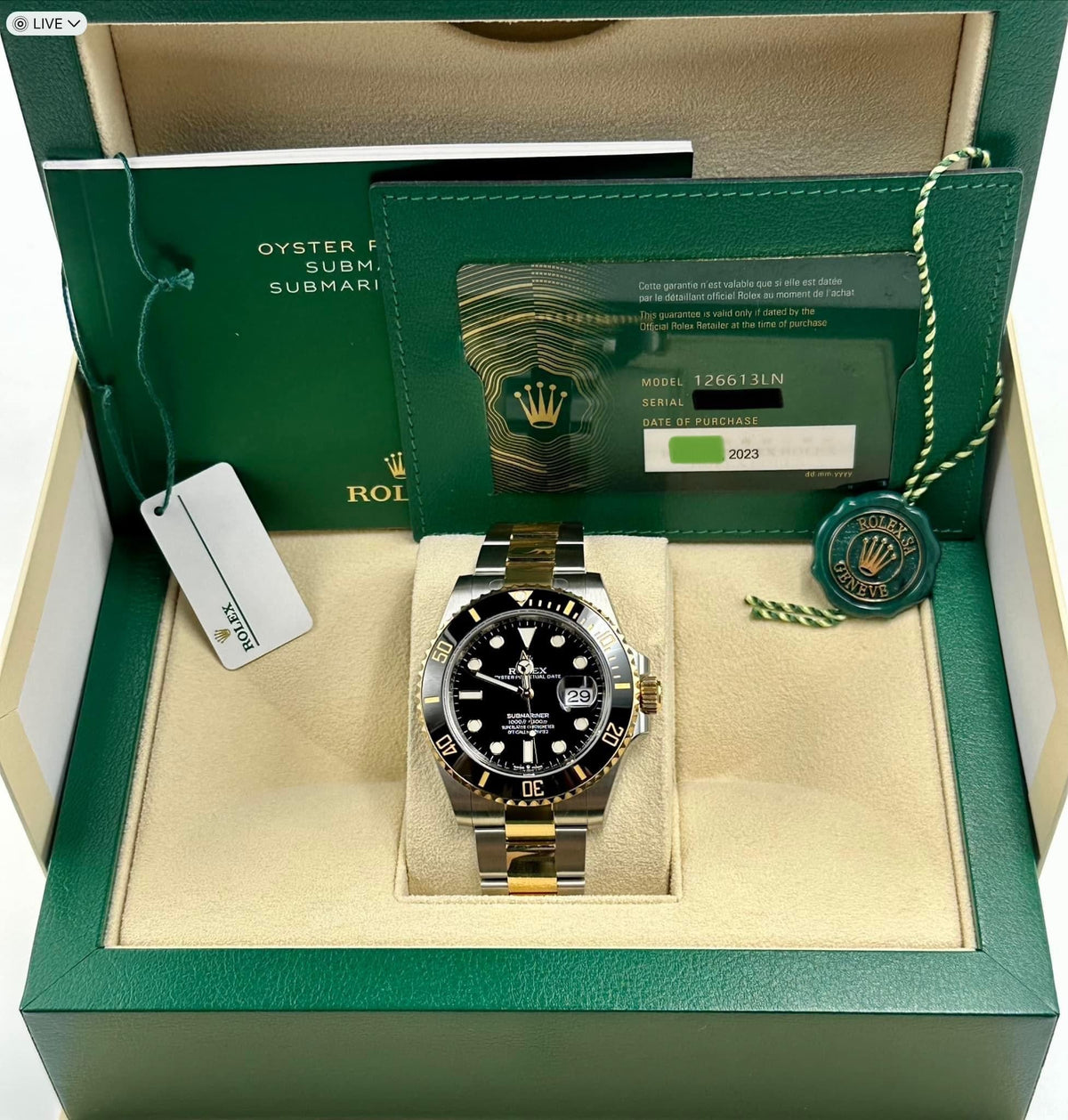 NEW 2023 Rolex Submariner 41mm 126613LN Two-Tone Black Dial
