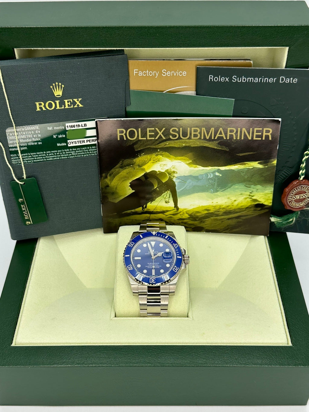 2009 Rolex Submariner “Smurf” 40mm 116619LB White Gold Blue Dial