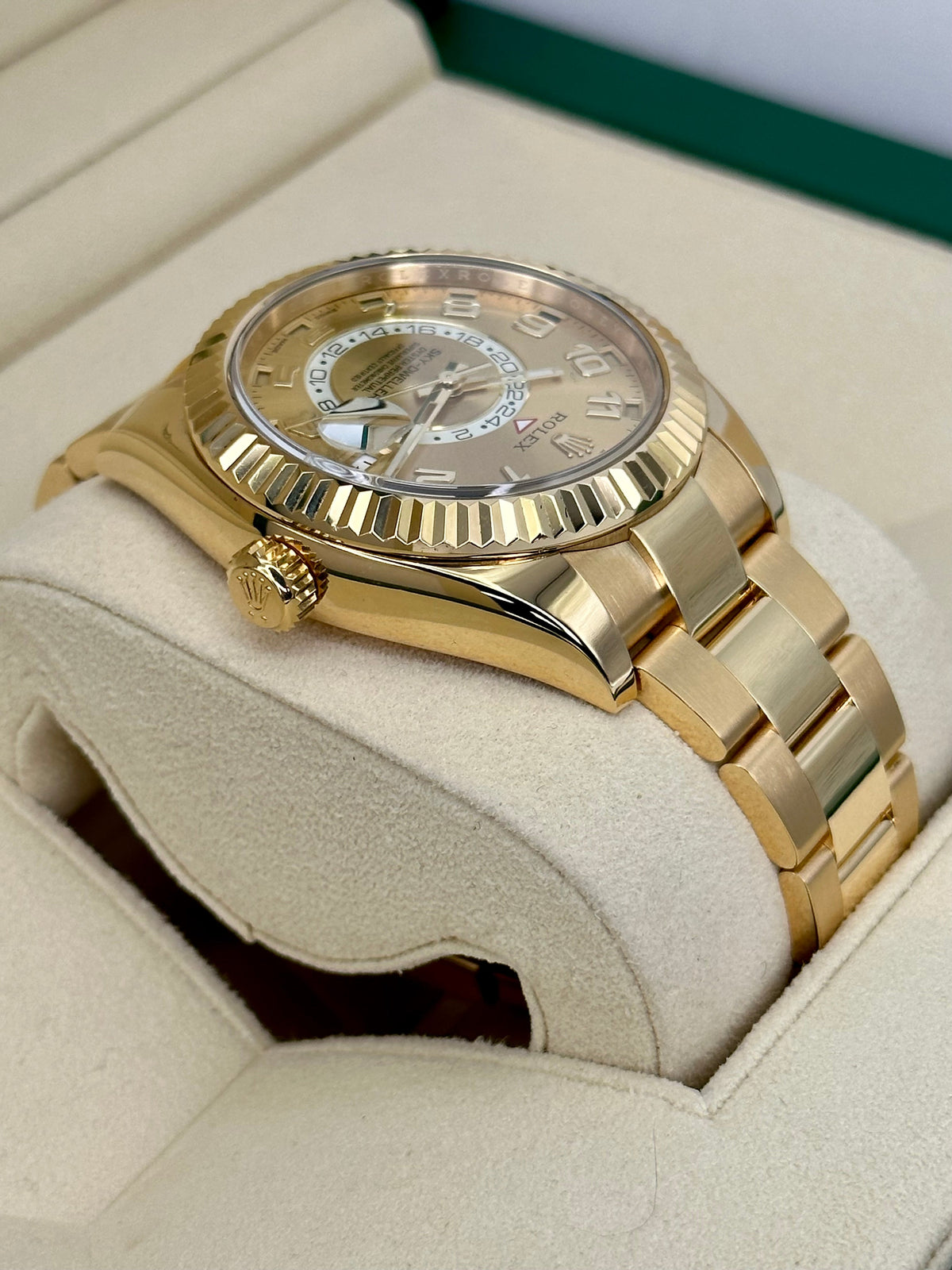 2017 Rolex Sky-Dweller 42mm 326938 Yellow Gold Oyster Champagne Dial