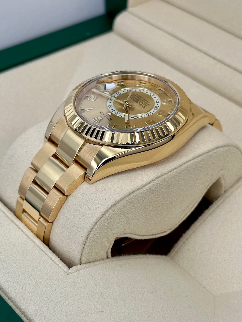 2017 Rolex Sky-Dweller 42mm 326938 Yellow Gold Oyster Champagne Dial