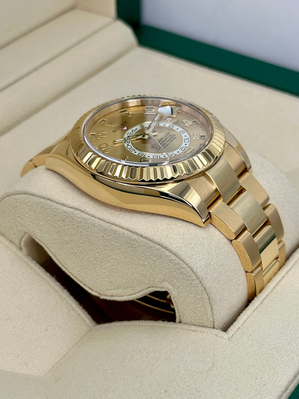 2017 Rolex Sky-Dweller 42mm 326938 Yellow Gold Oyster Champagne Dial