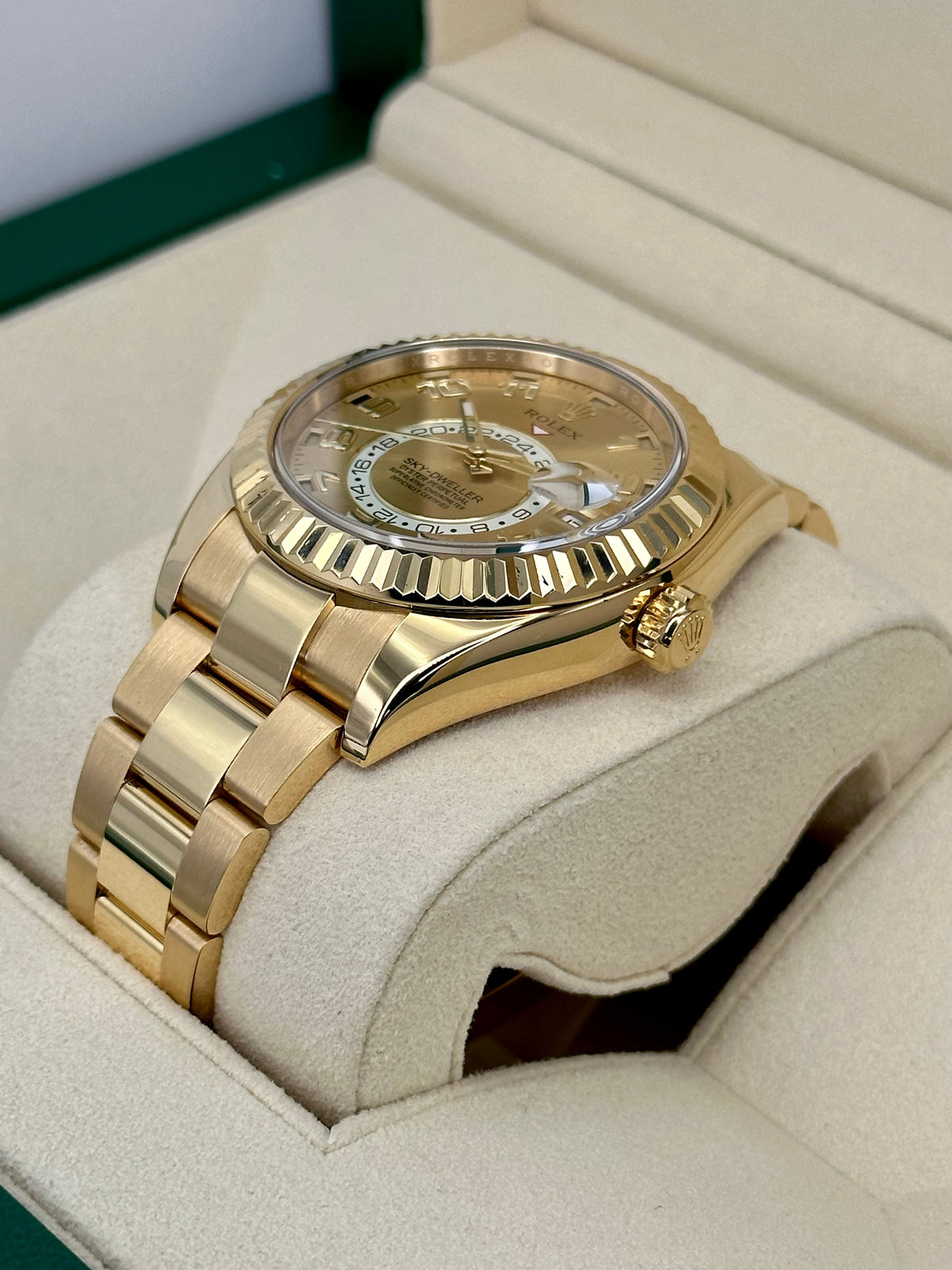 2017 Rolex Sky-Dweller 42mm 326938 Yellow Gold Oyster Champagne Dial