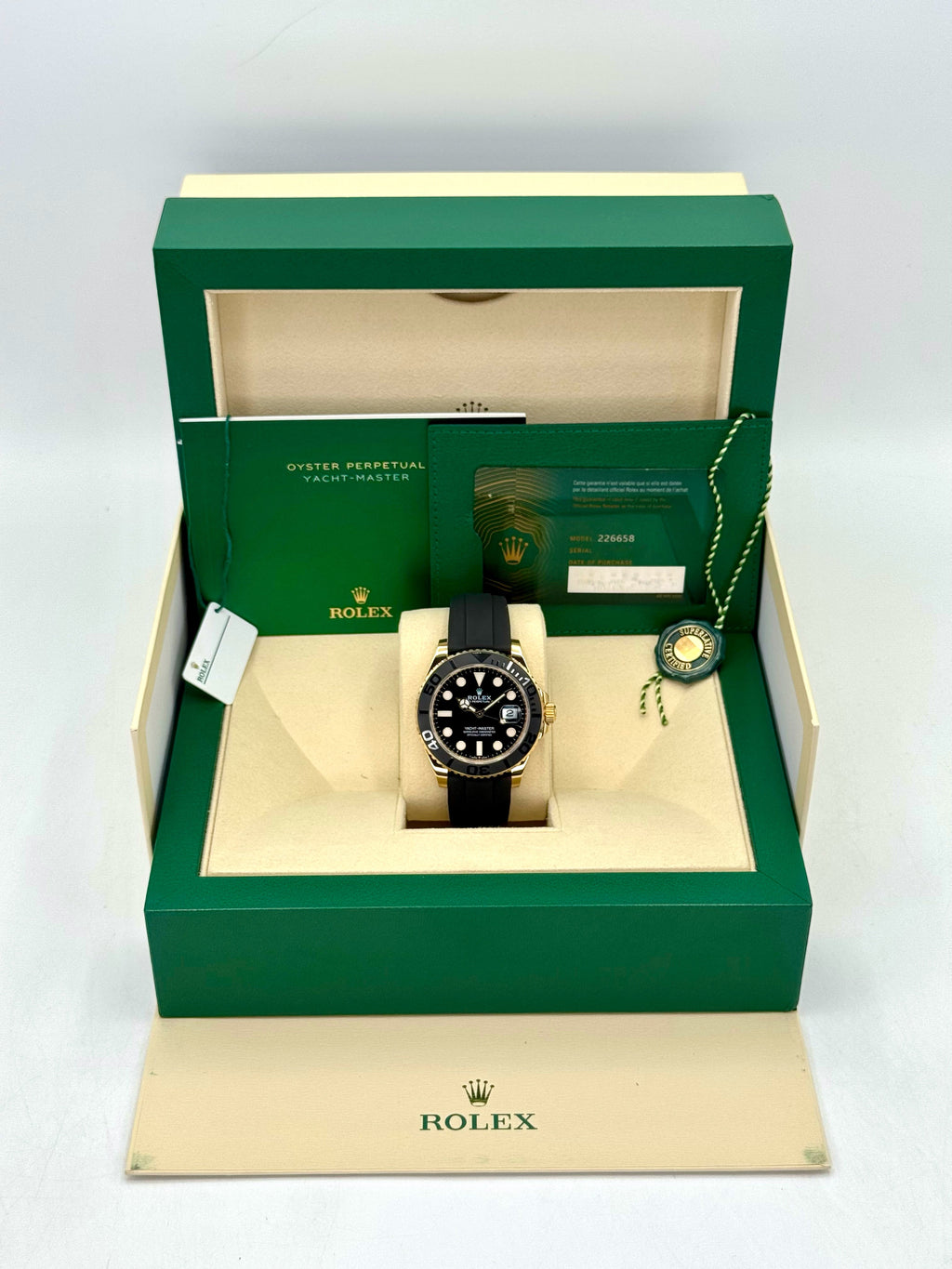 2022 Rolex Yacht-Master 42mm 226658 Gold Oysterflex Black Dial
