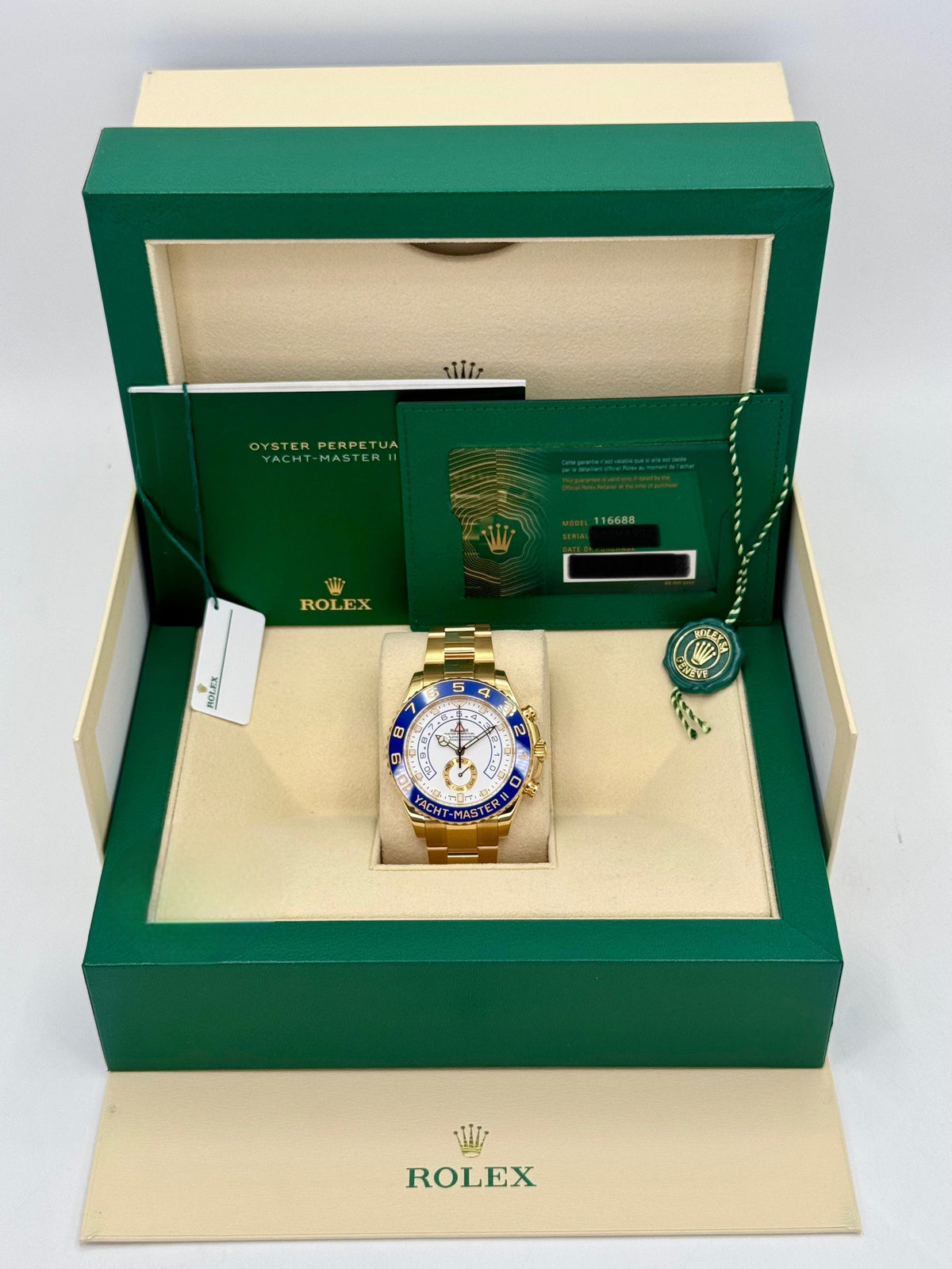 2022 Rolex Yacht-Master II 44mm 116688 18K Yellow Gold White Dial