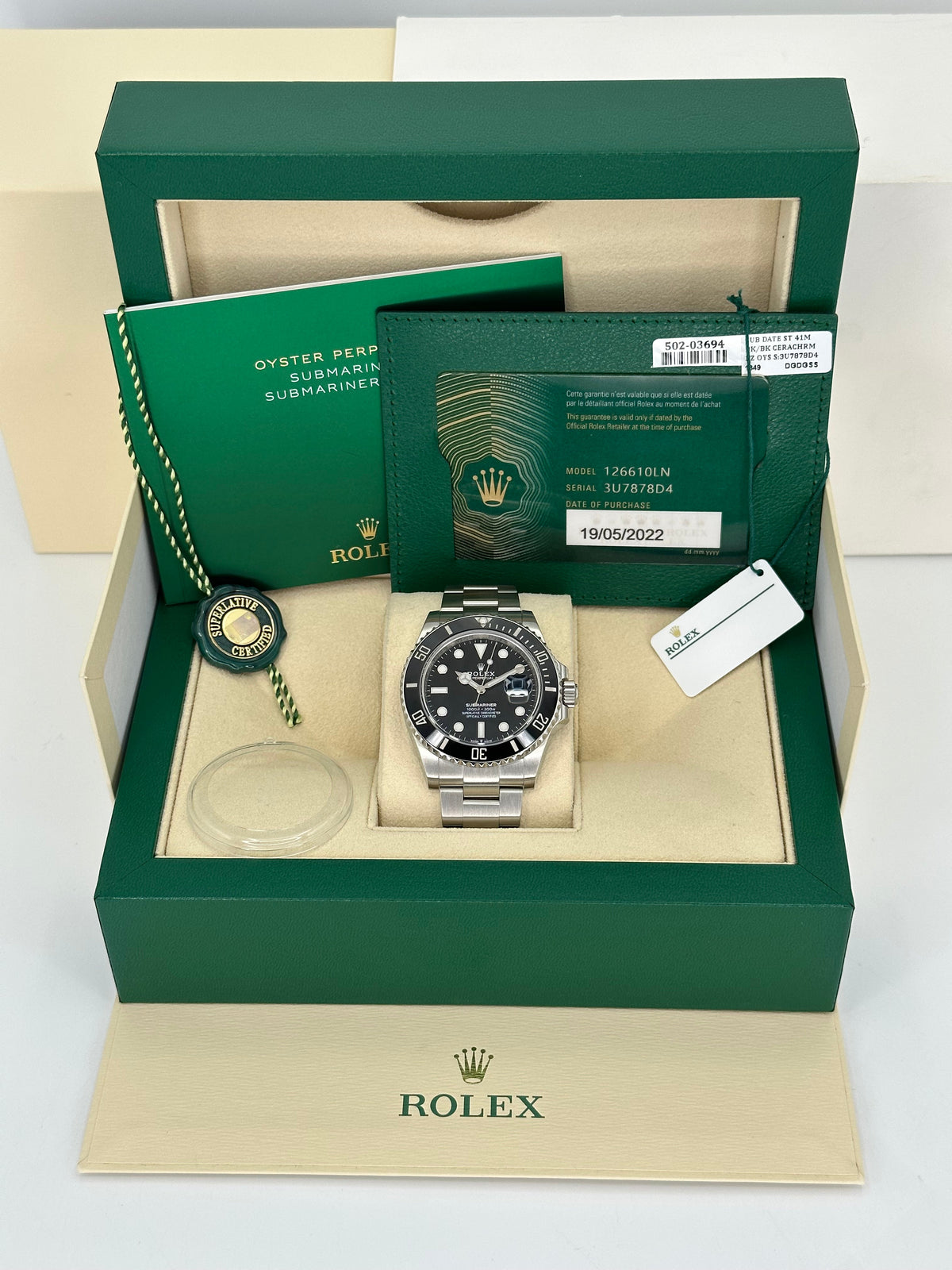 2022 Rolex Submariner 41mm 126610LN Stainless Steel Black Dial