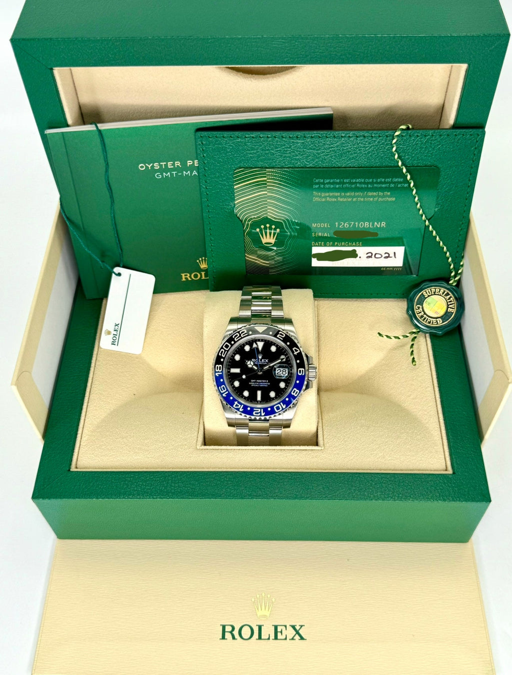 2021 Rolex GMT-Master II "Batman" 40mm 126710BLNR Oyster