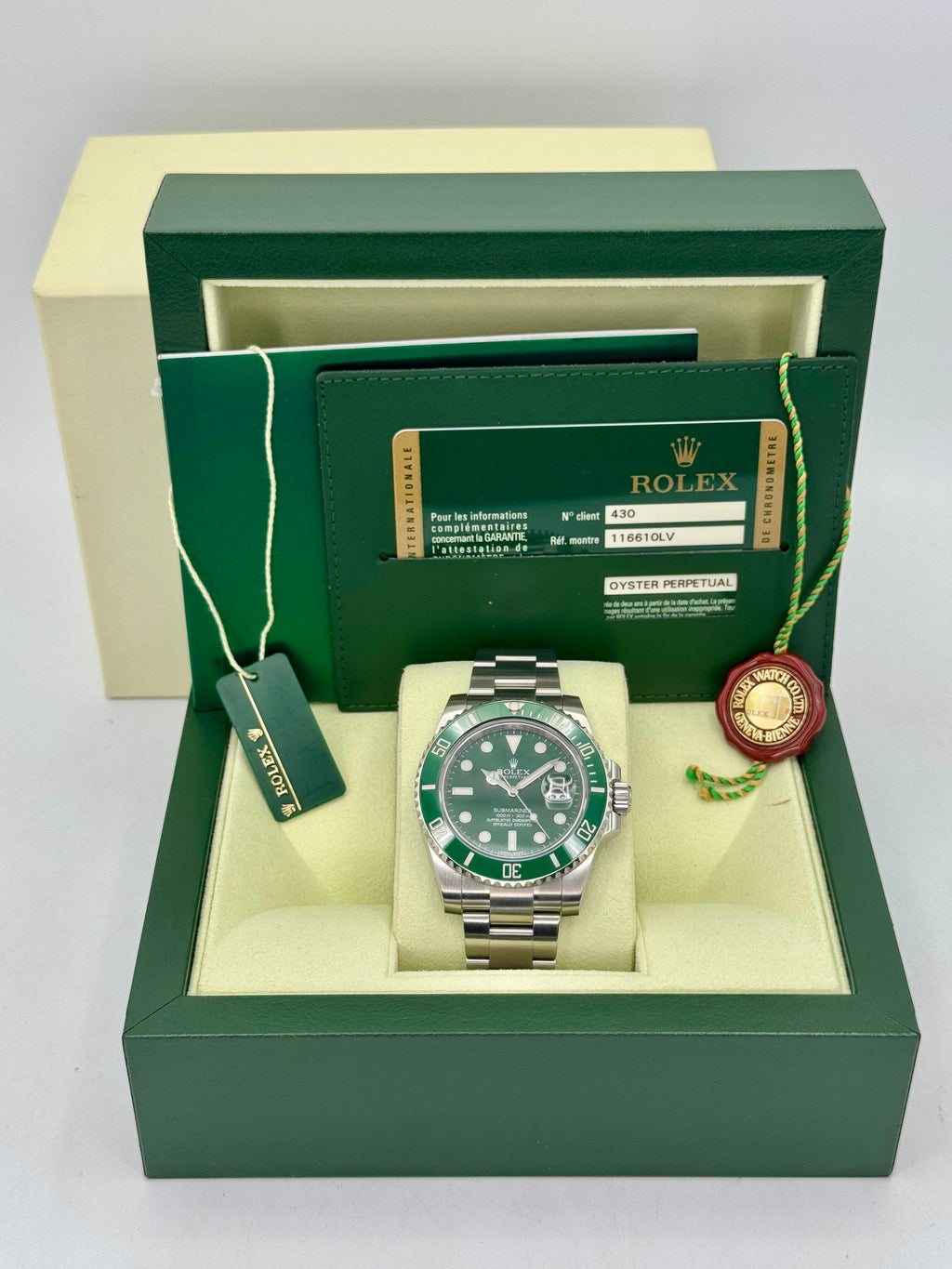 2013 Rolex Submariner "Hulk" 40mm 116610LV Green Dial