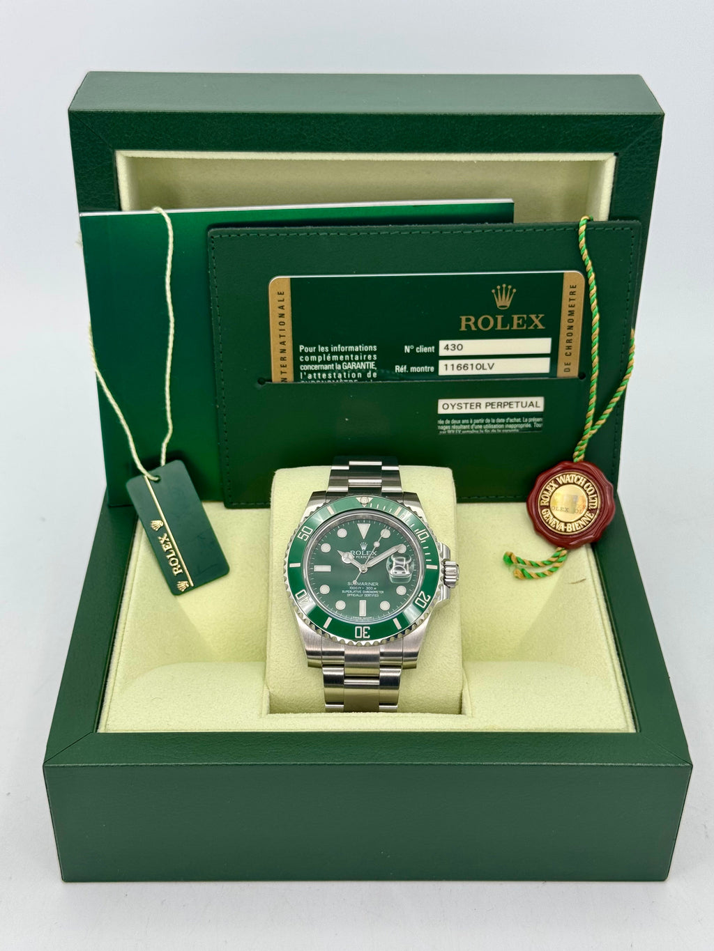 2013 Rolex Submariner "Hulk" 40mm 116610LV Green Dial