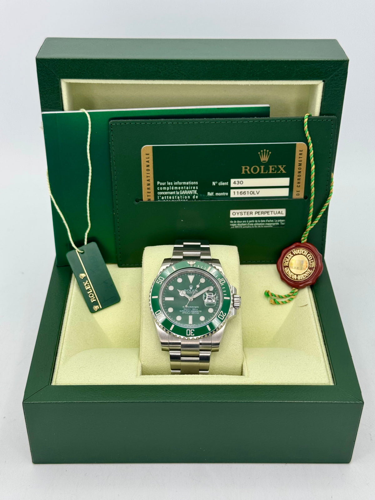 2013 Rolex Submariner "Hulk" 40mm 116610LV Green Dial