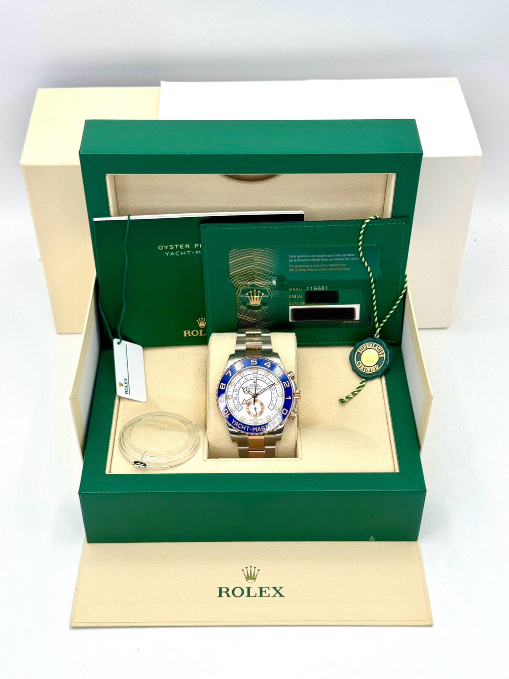 2022 Rolex Yacht-Master II 44mm 116681 Two-Tone White Dial