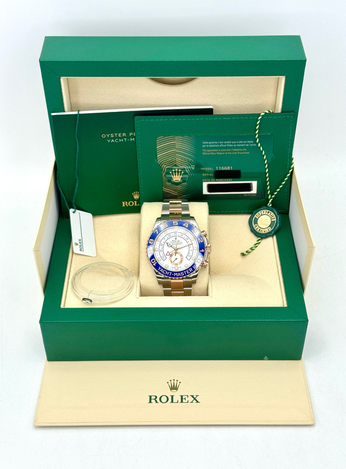 2022 Rolex Yacht-Master II 44mm 116681 Two-Tone White Dial