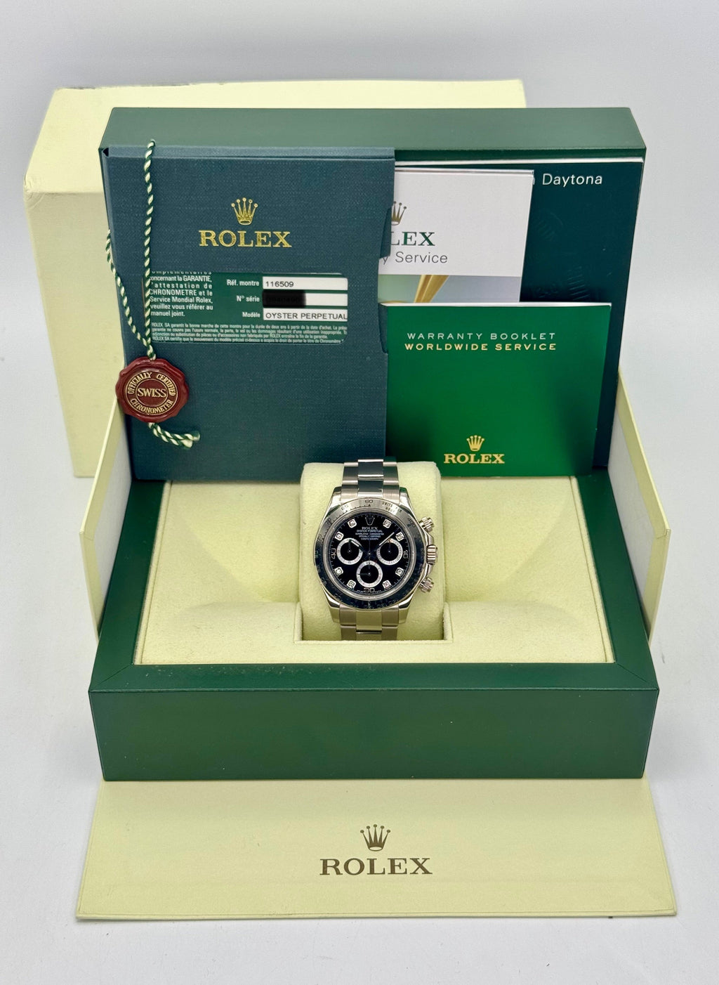 2009 Rolex Daytona 40mm 116509 White Gold Black Diamond Dial