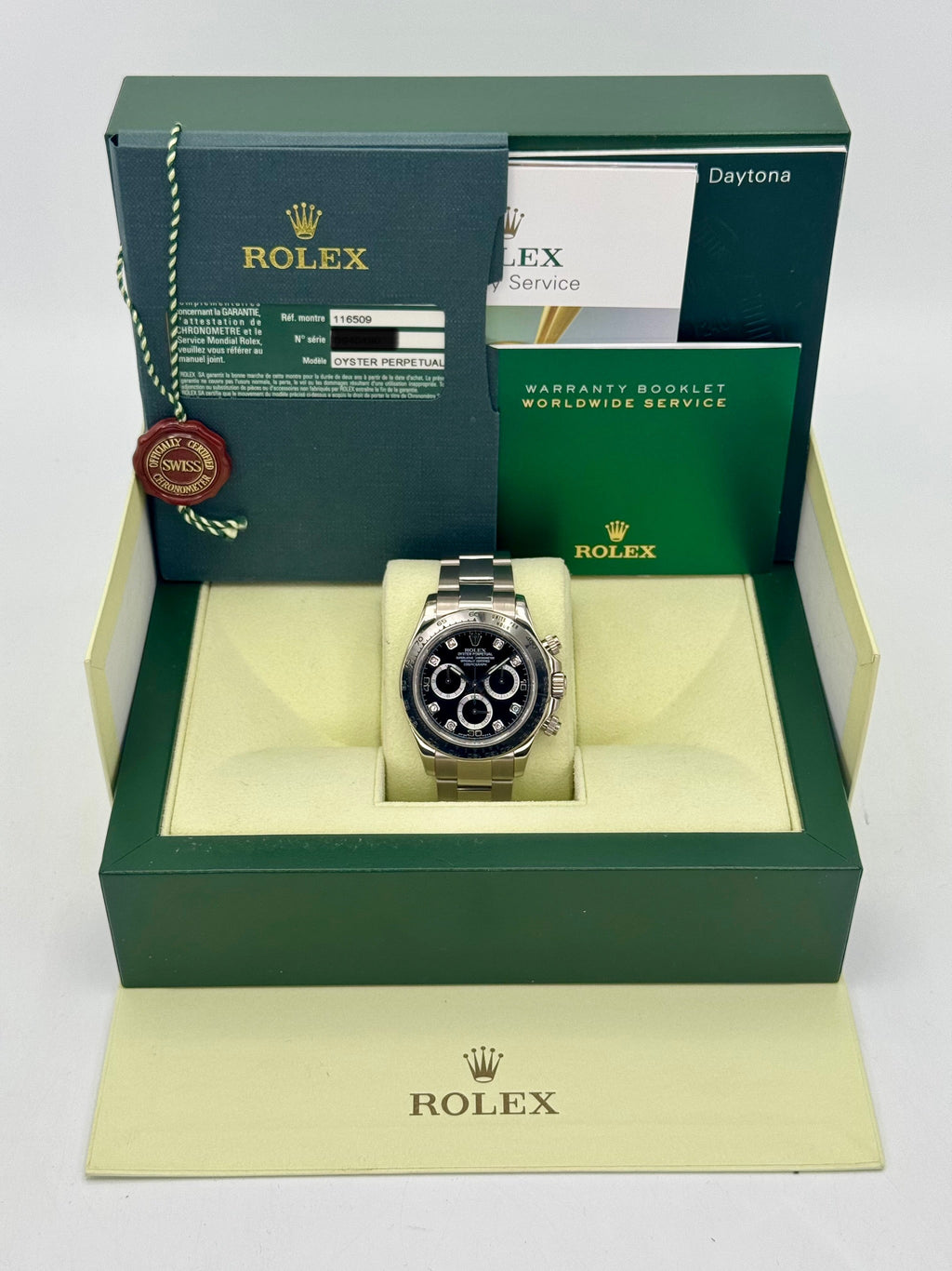 2009 Rolex Daytona 40mm 116509 White Gold Black Diamond Dial